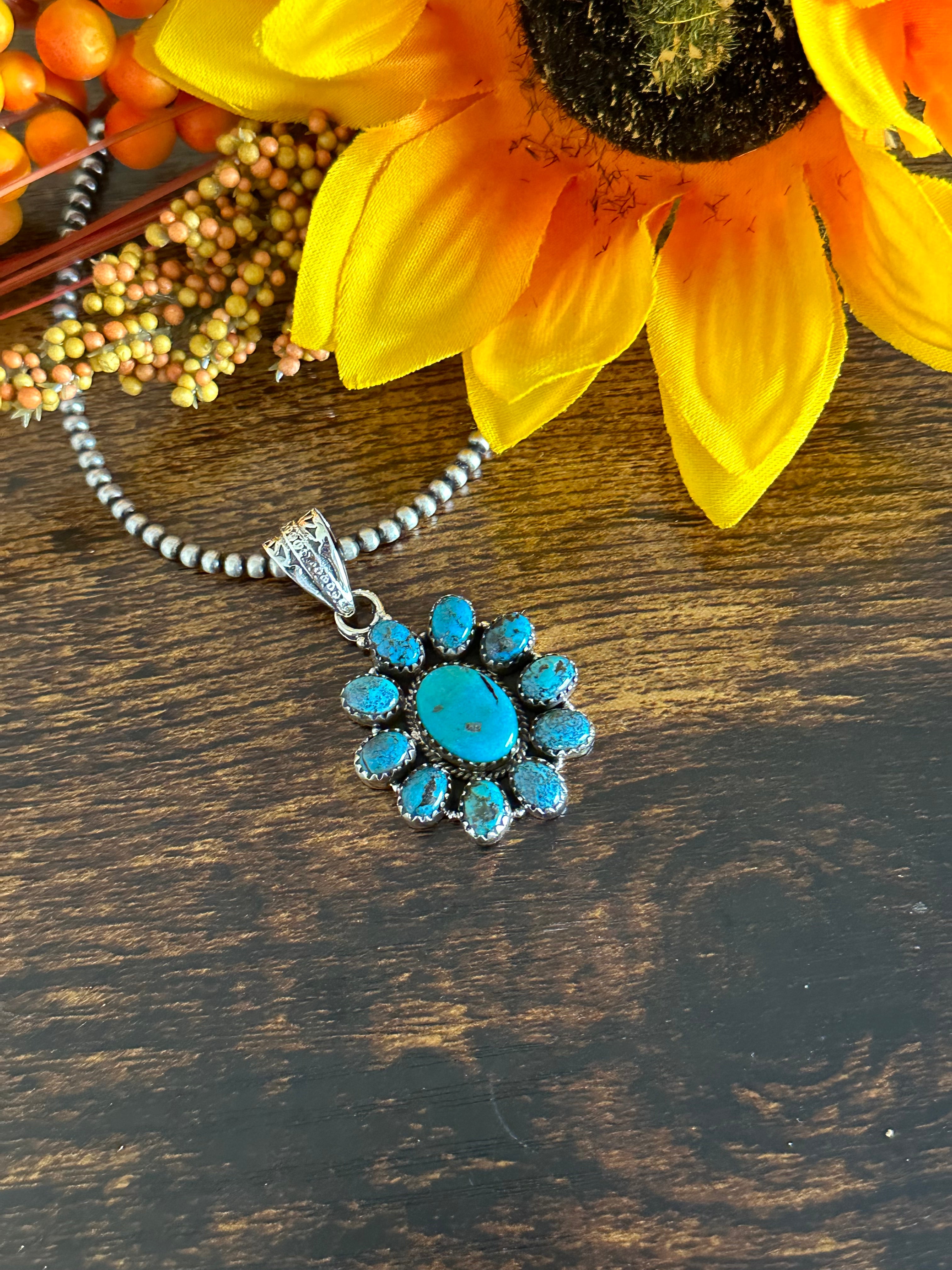 Southwest Handmade Kingman Turquoise & Sterling Silver Pendant