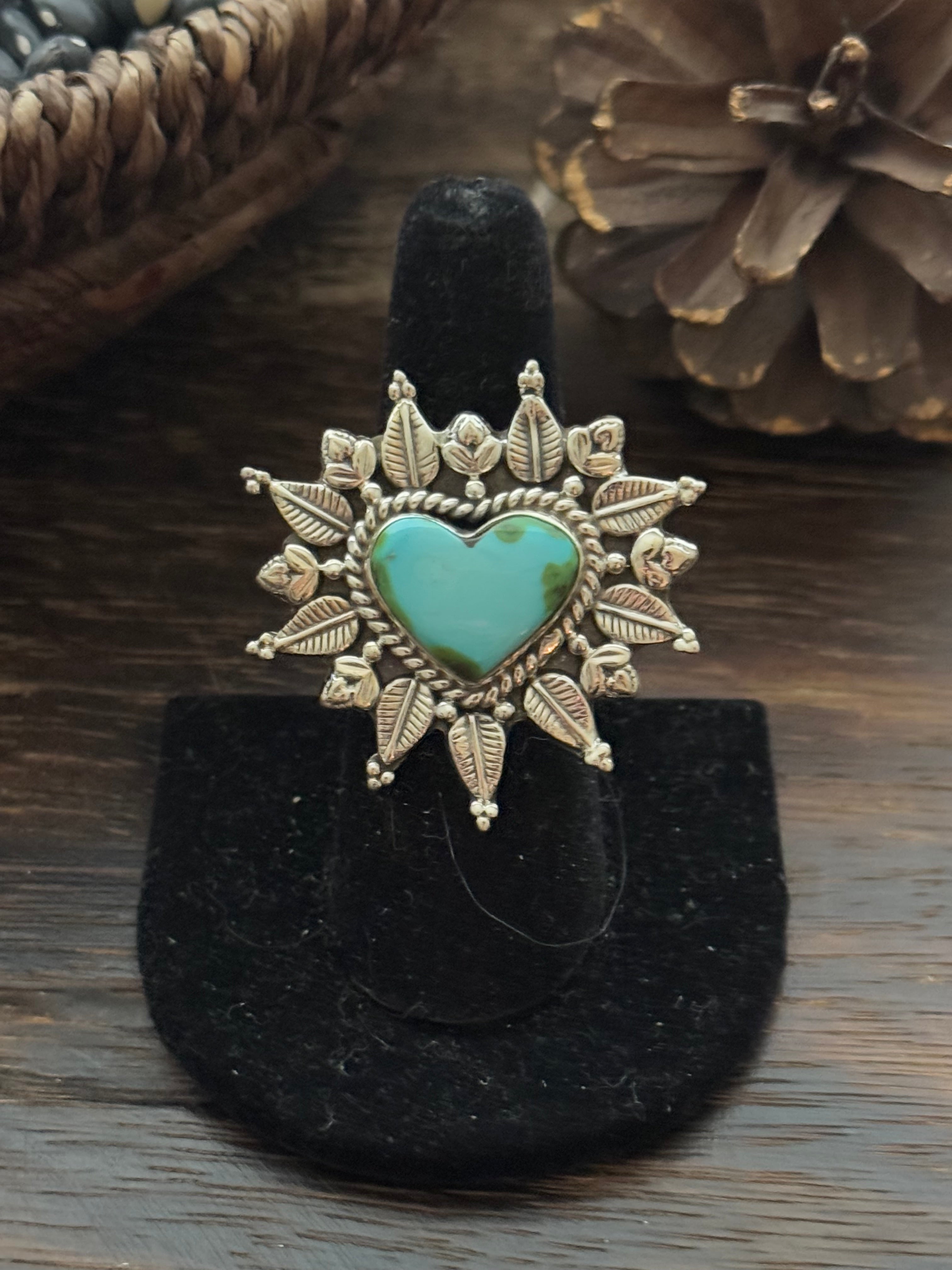 Southwest Handmade Sonoran Mountain Turquoise & Sterling Silver Adjustable Ring