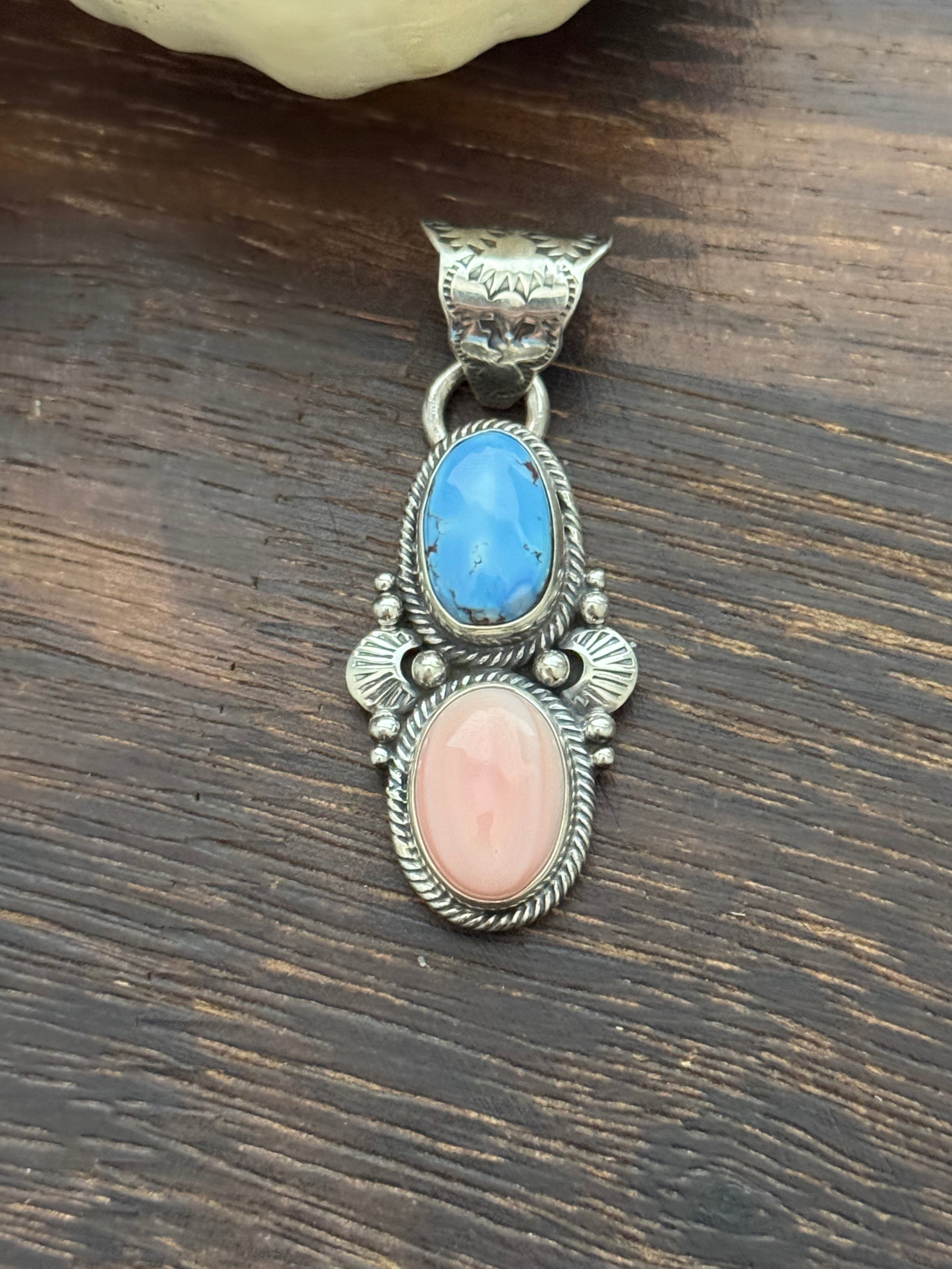 Navajo Made Multi Stone & Sterling Silver Pendant