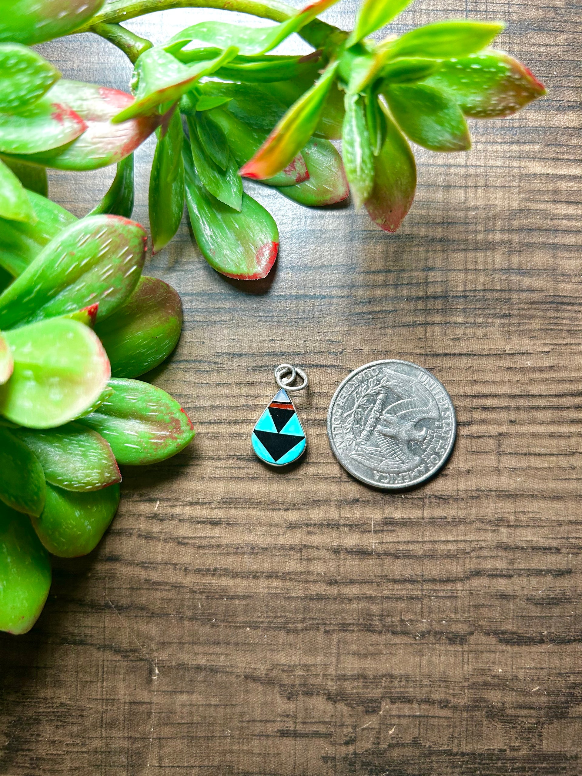 Zuni Made Multi Stone & Sterling Silver Pendant
