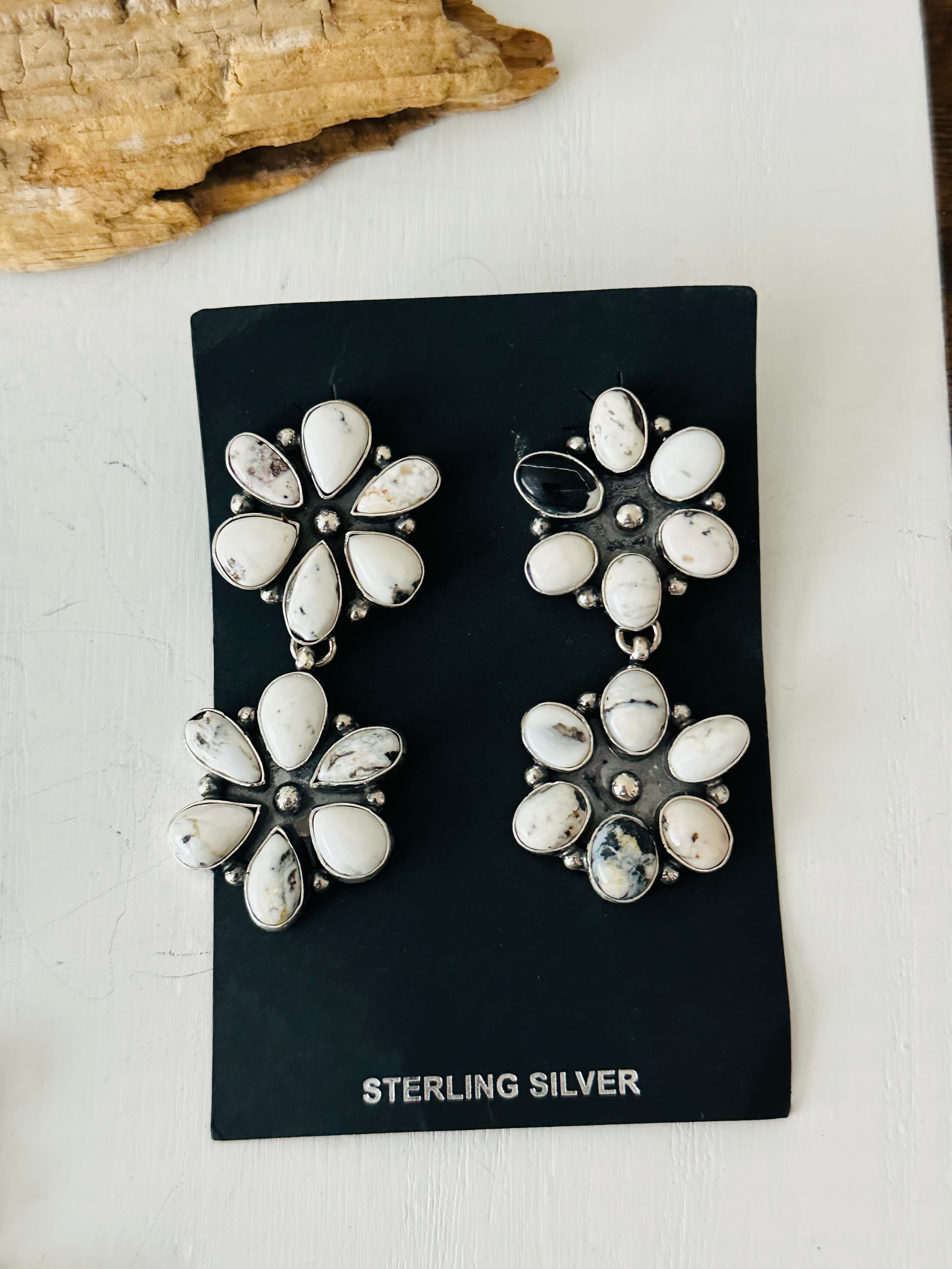 Larry Kaye White Buffalo & Sterling Silver Cluster Necklace Set