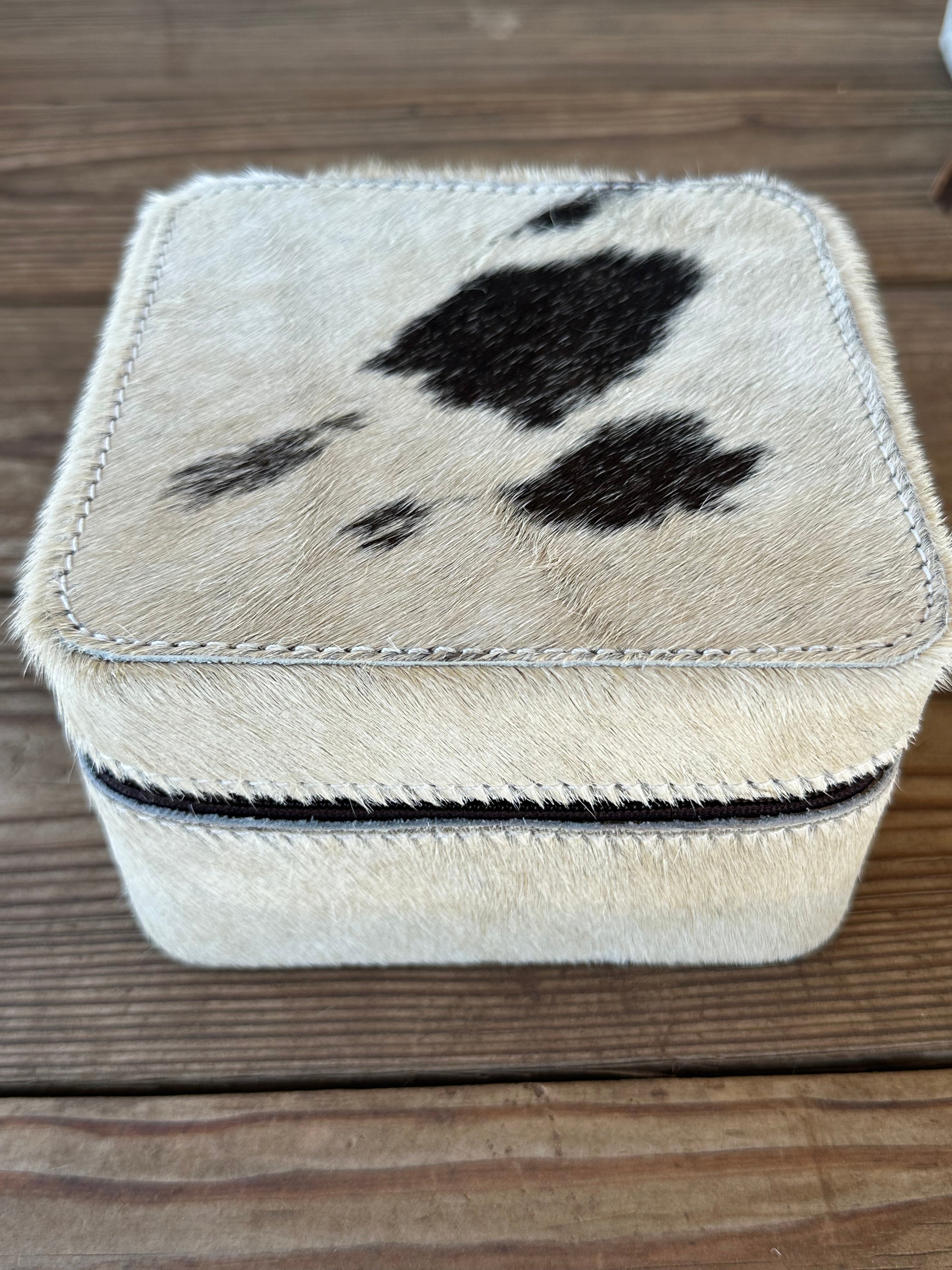 Genuine Leather Cowhide Jewelry Box