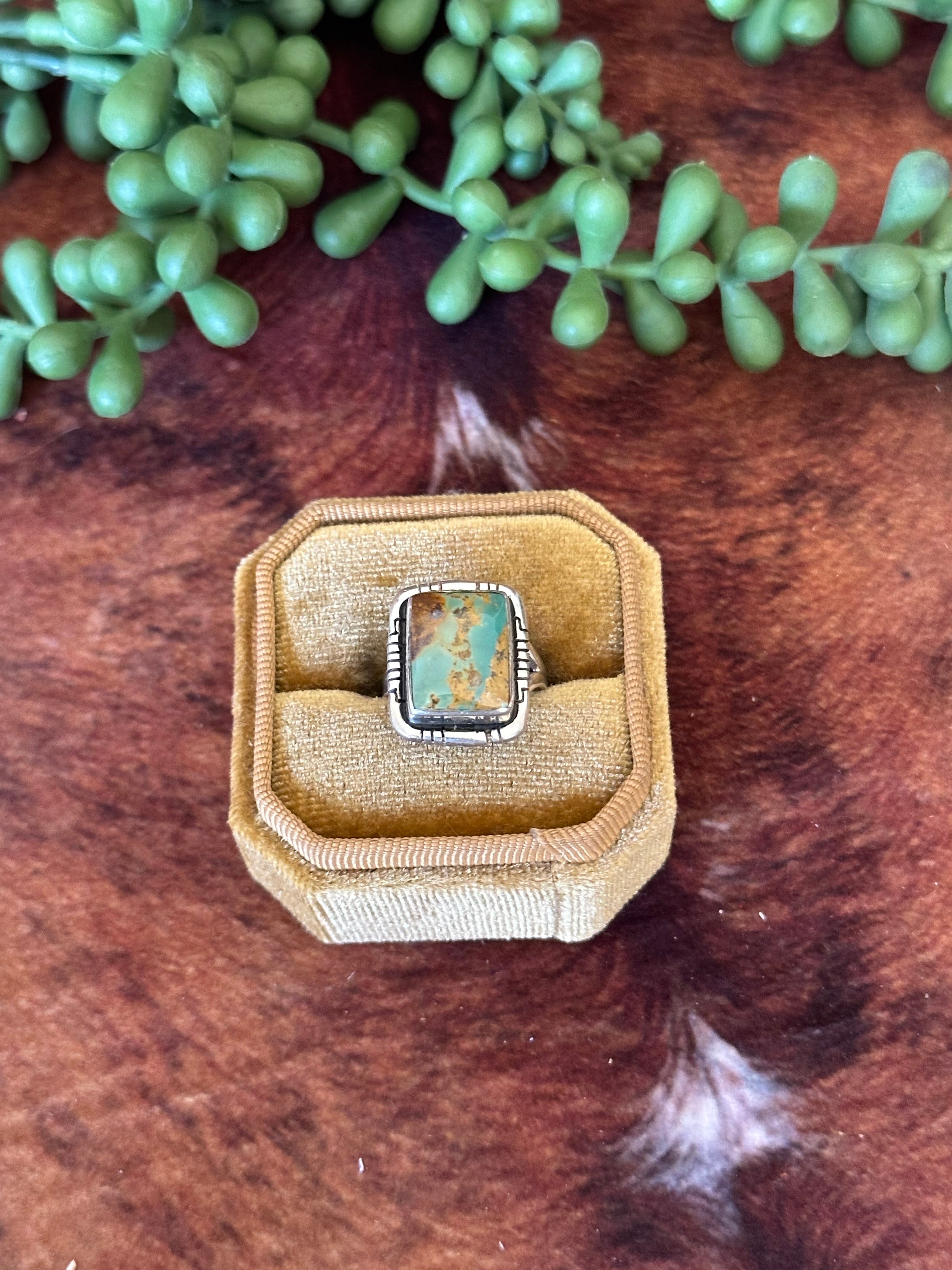 Navajo Made Boulder Turquoise & Sterling Silver Ring