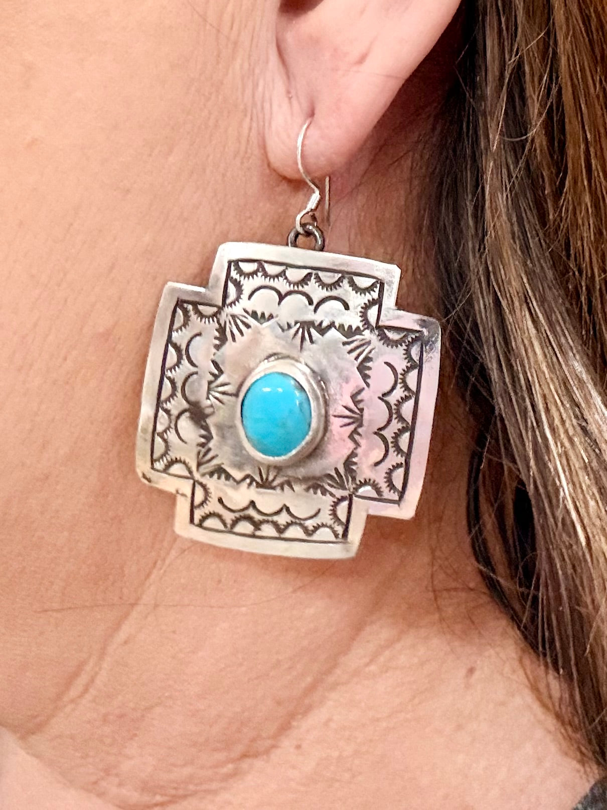 Southwest Handmade Turquoise & Sterling Silver Earrings