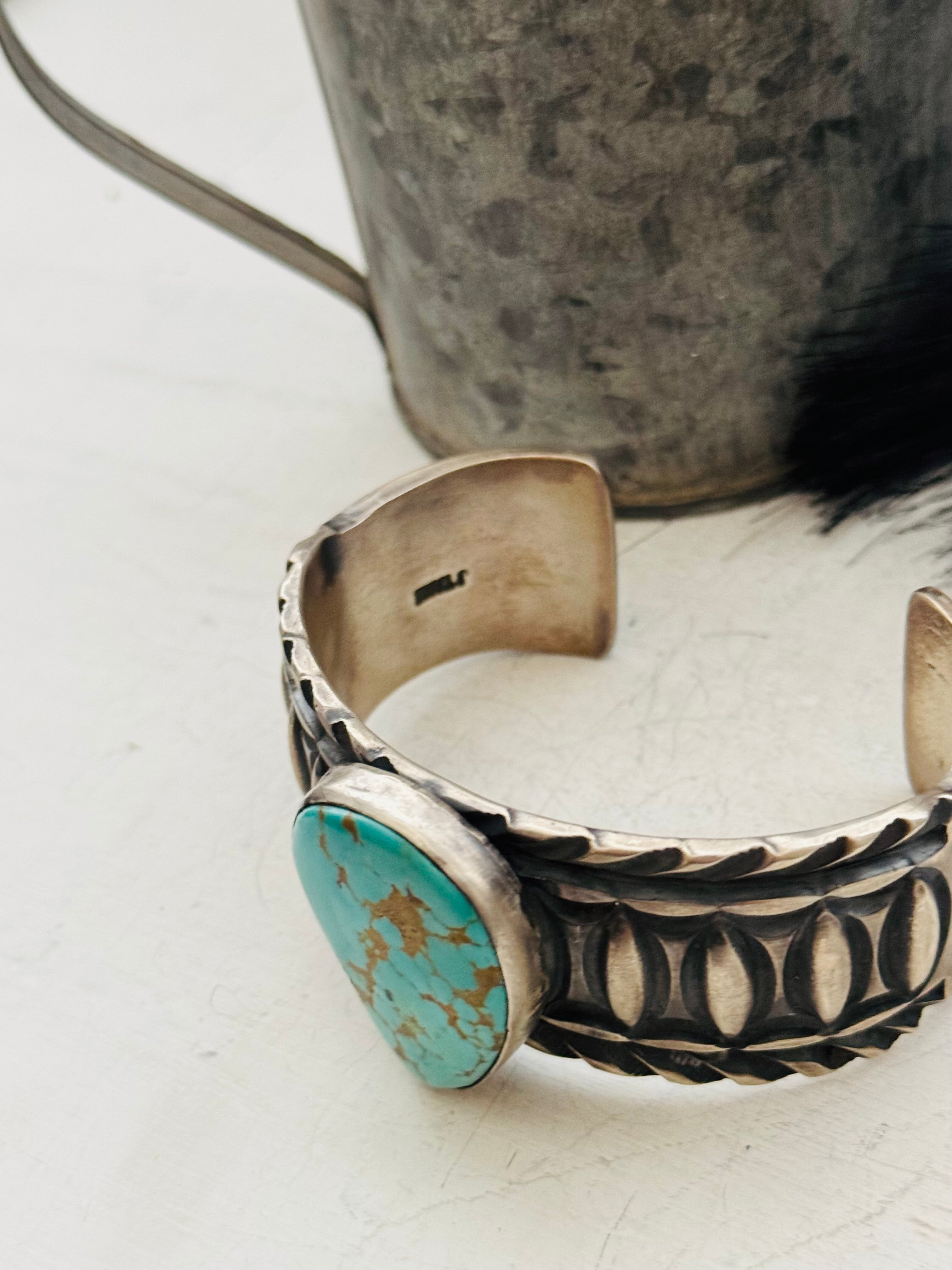 Jerold Tahe Kingman Turquoise & Sterling Silver Cuff Bracelet