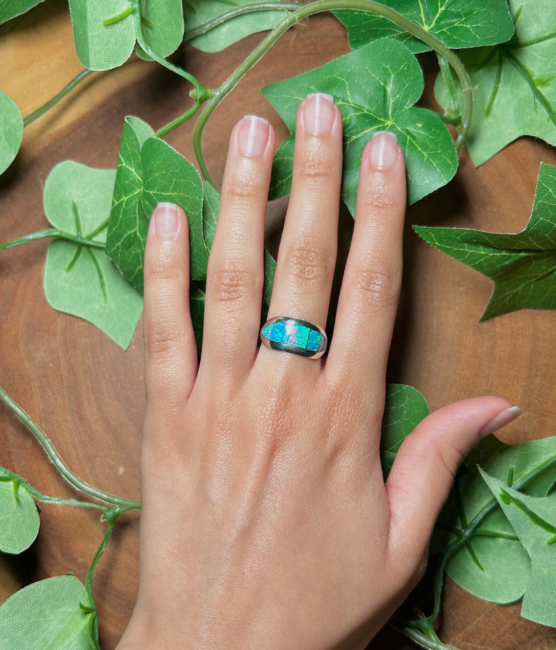 Navajo Made Opal & Sterling Sliver Cluster Ring