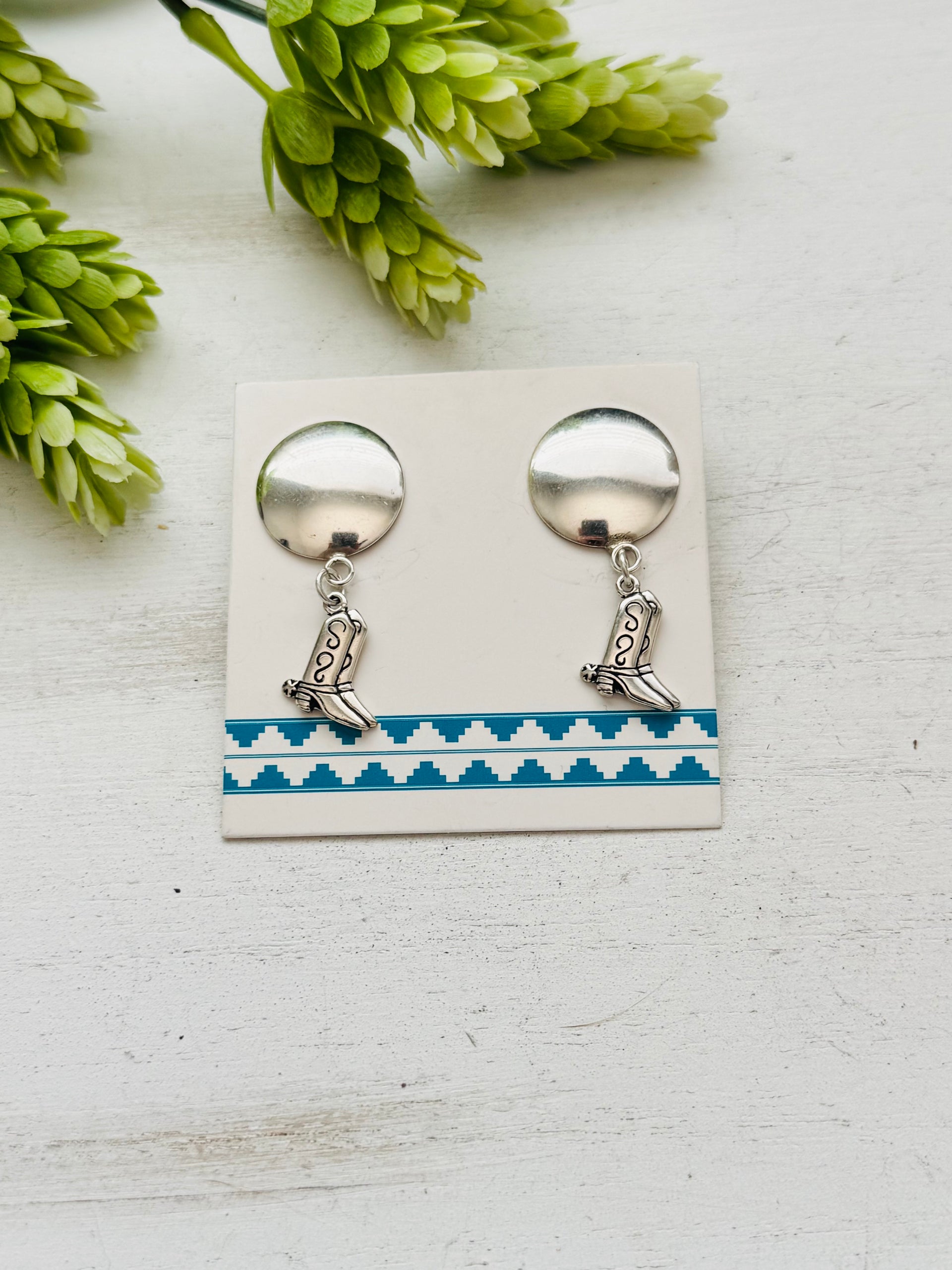 Navajo Made Sterling Silver Cast Post Earrings