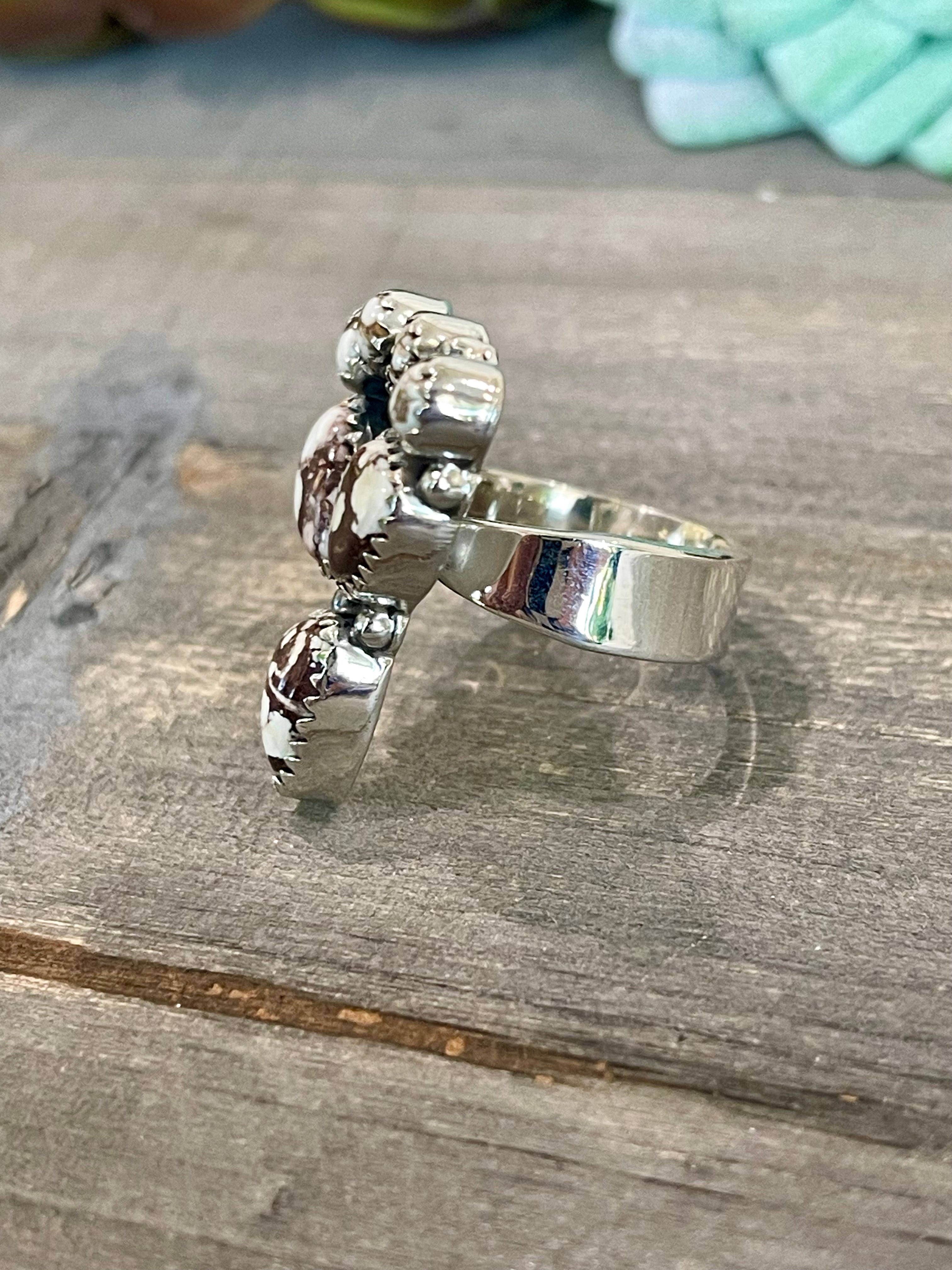 Southwest Handmade Wild Horse & Sterling Silver Adjustable Ring