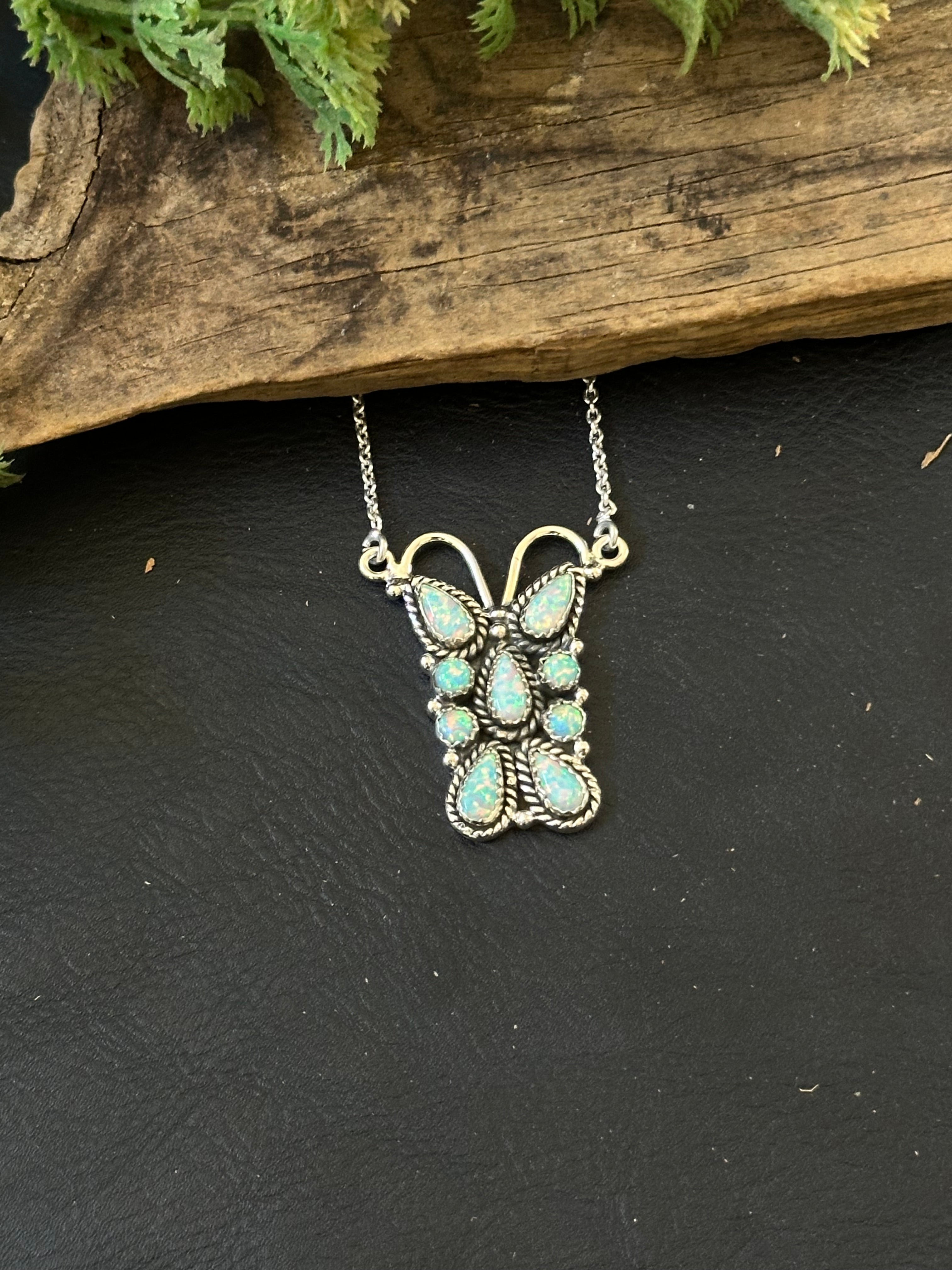 TTD “K’aalógii” Opal & Sterling Silver Cluster Necklace