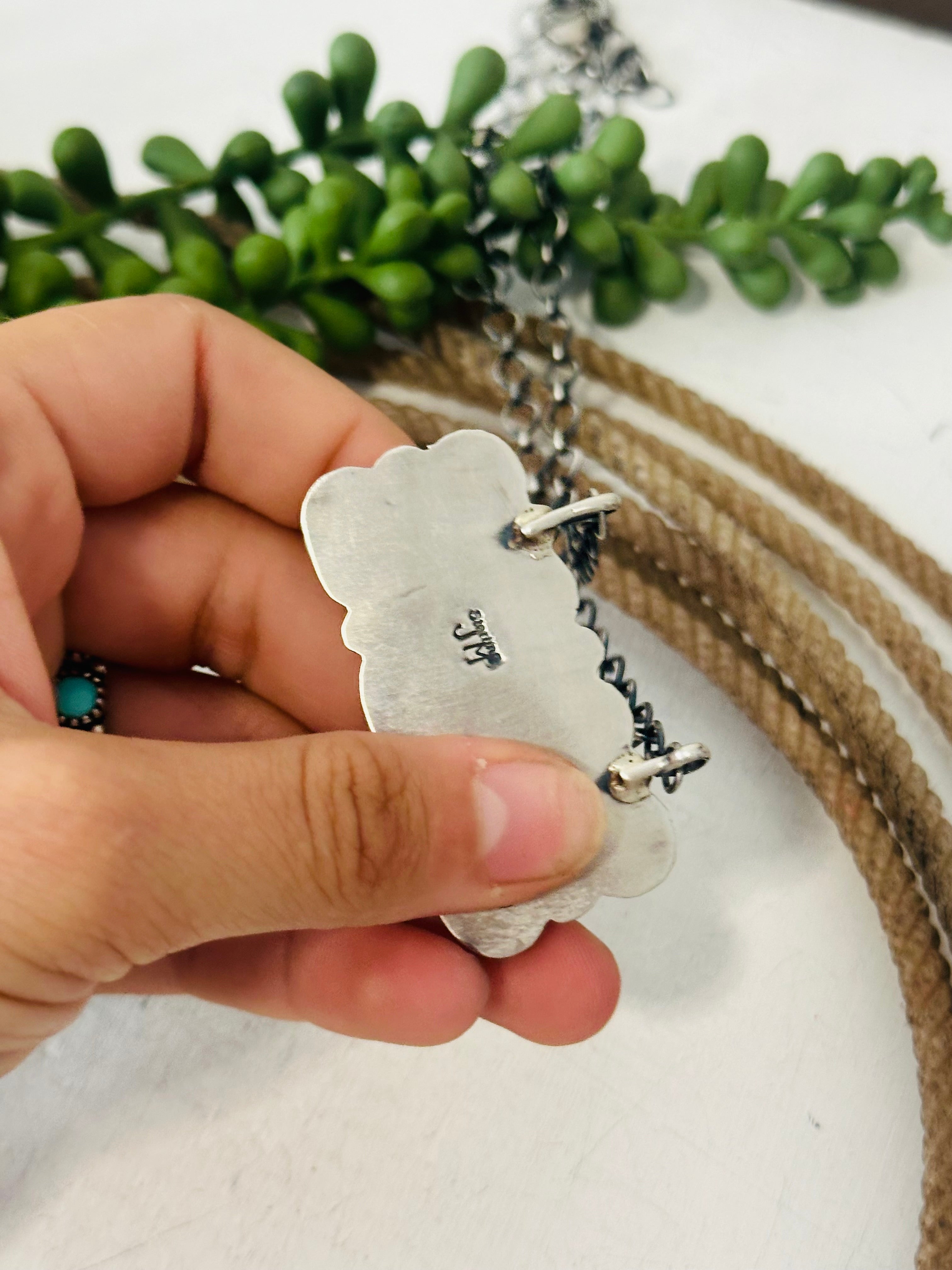 Navajo Made Royston Turquoise & Sterling Silver Necklace