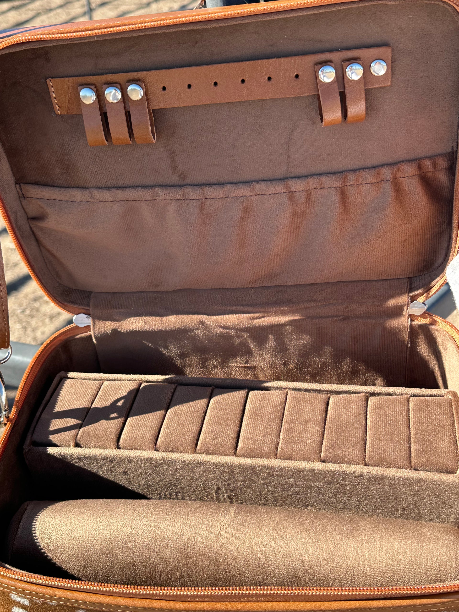 Double Layered Genuine Tooled Leather & Cowhide Jewelry Box