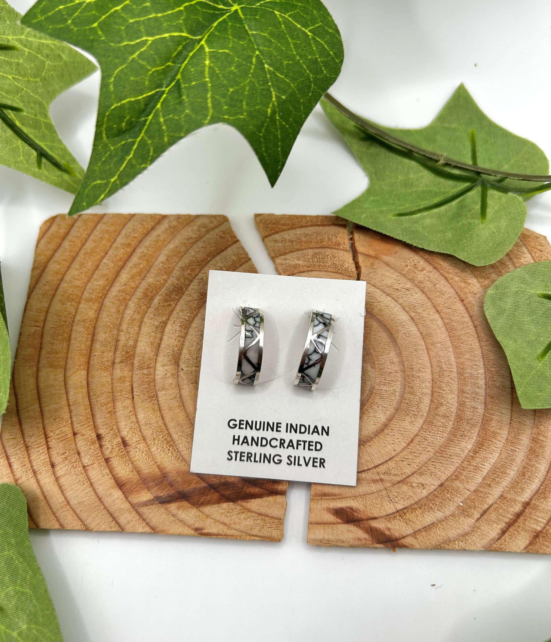 Navajo Made Houlite & Sterling Silver Post Earrings