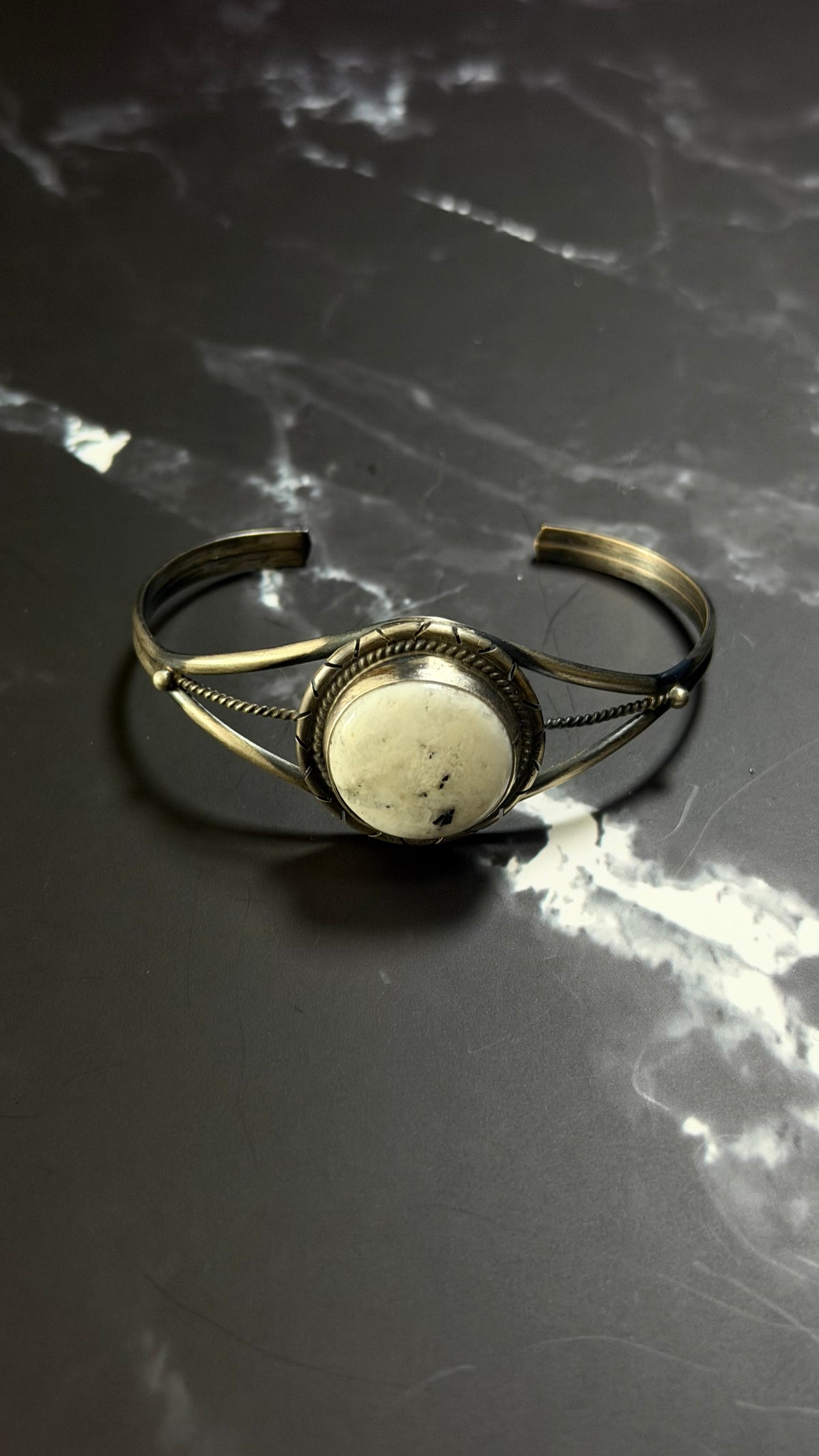 Peggy Skeets White Buffalo & Sterling Silver Cuff Bracelet