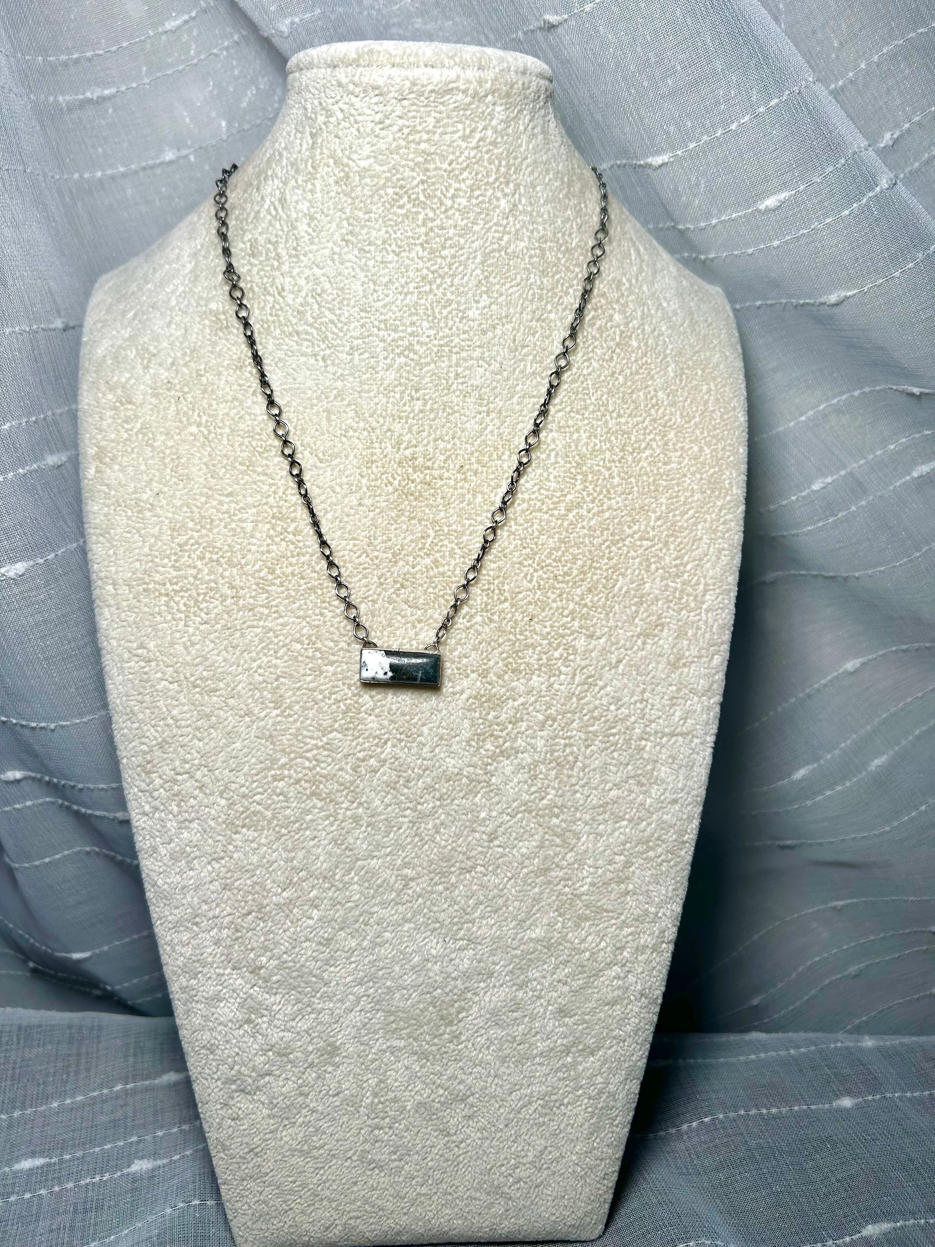 Navajo Made White Buffalo & Sterling Silver Necklace