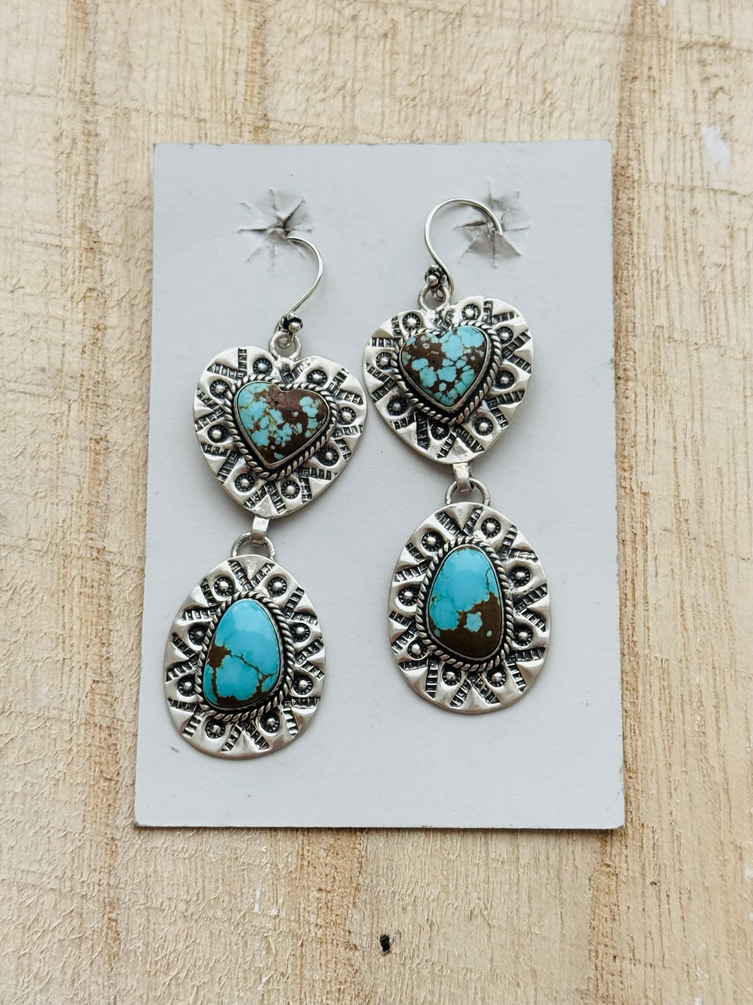 Southwest Handmade #8 Turquoise & Sterling Silver Necklace Set