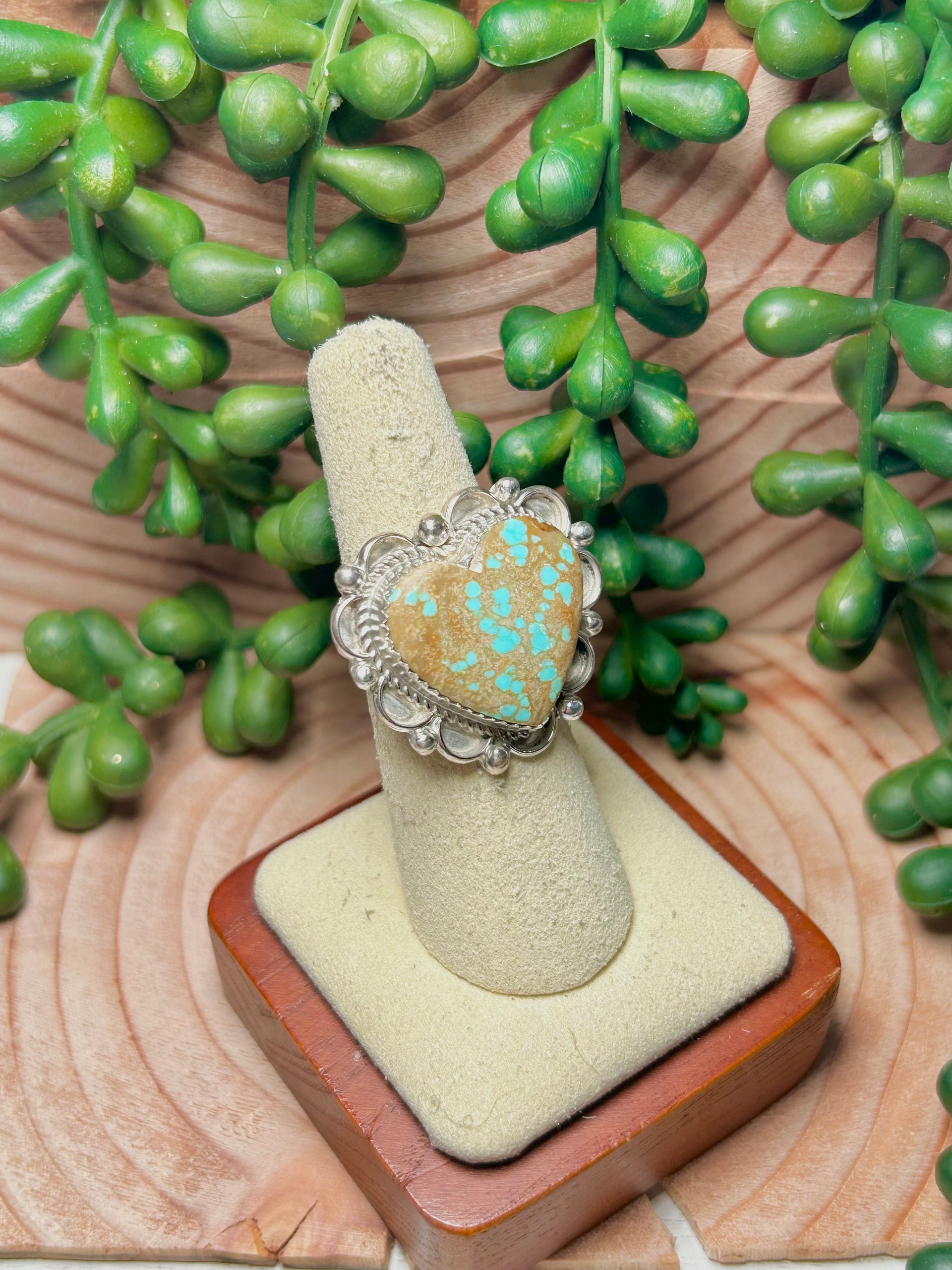 Navajo Made #8 Turquoise & Sterling Sliver Ring Size 6.75