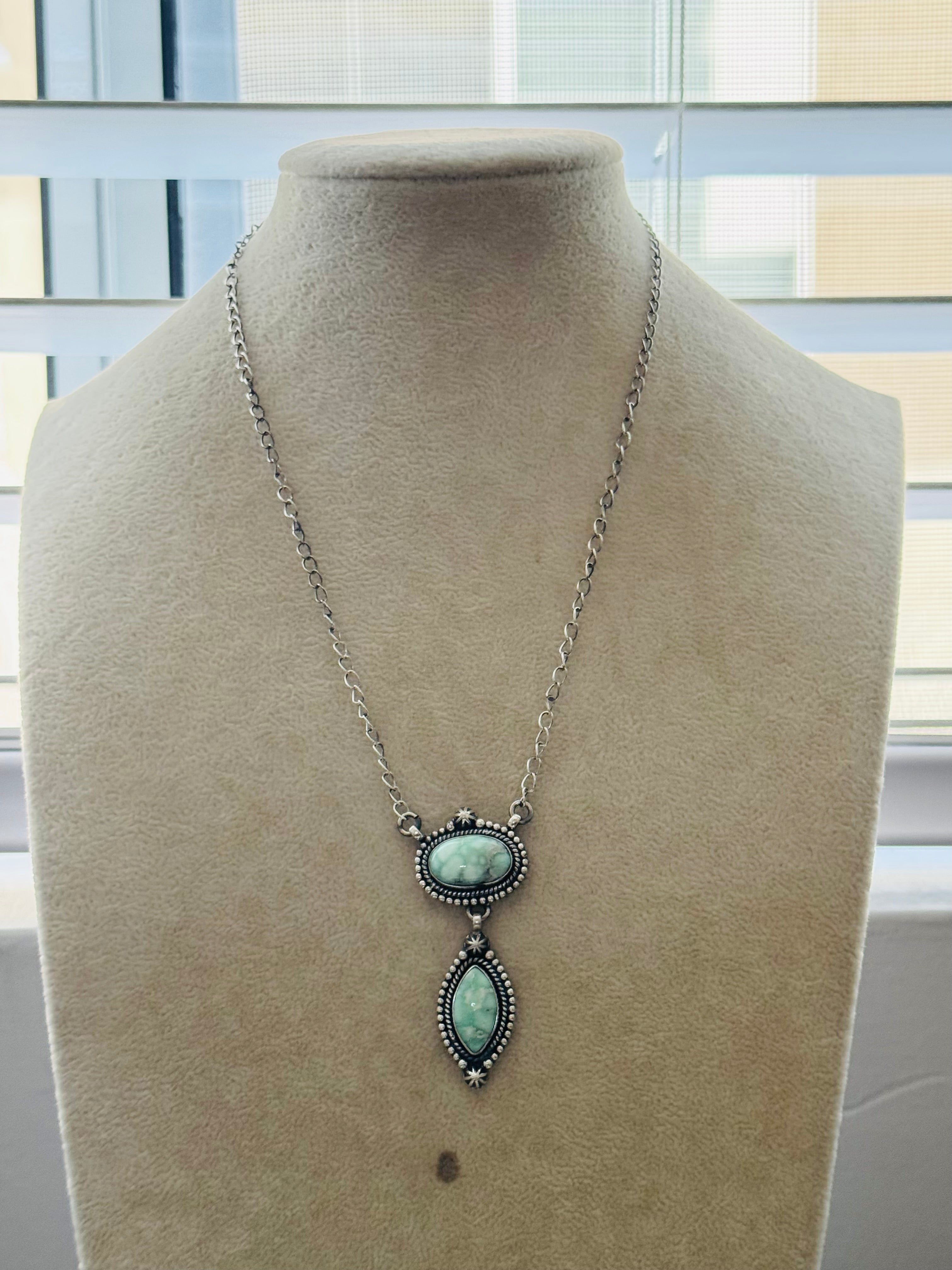 Southwest Handmade Paloma Variscite & Sterling Silver Necklace