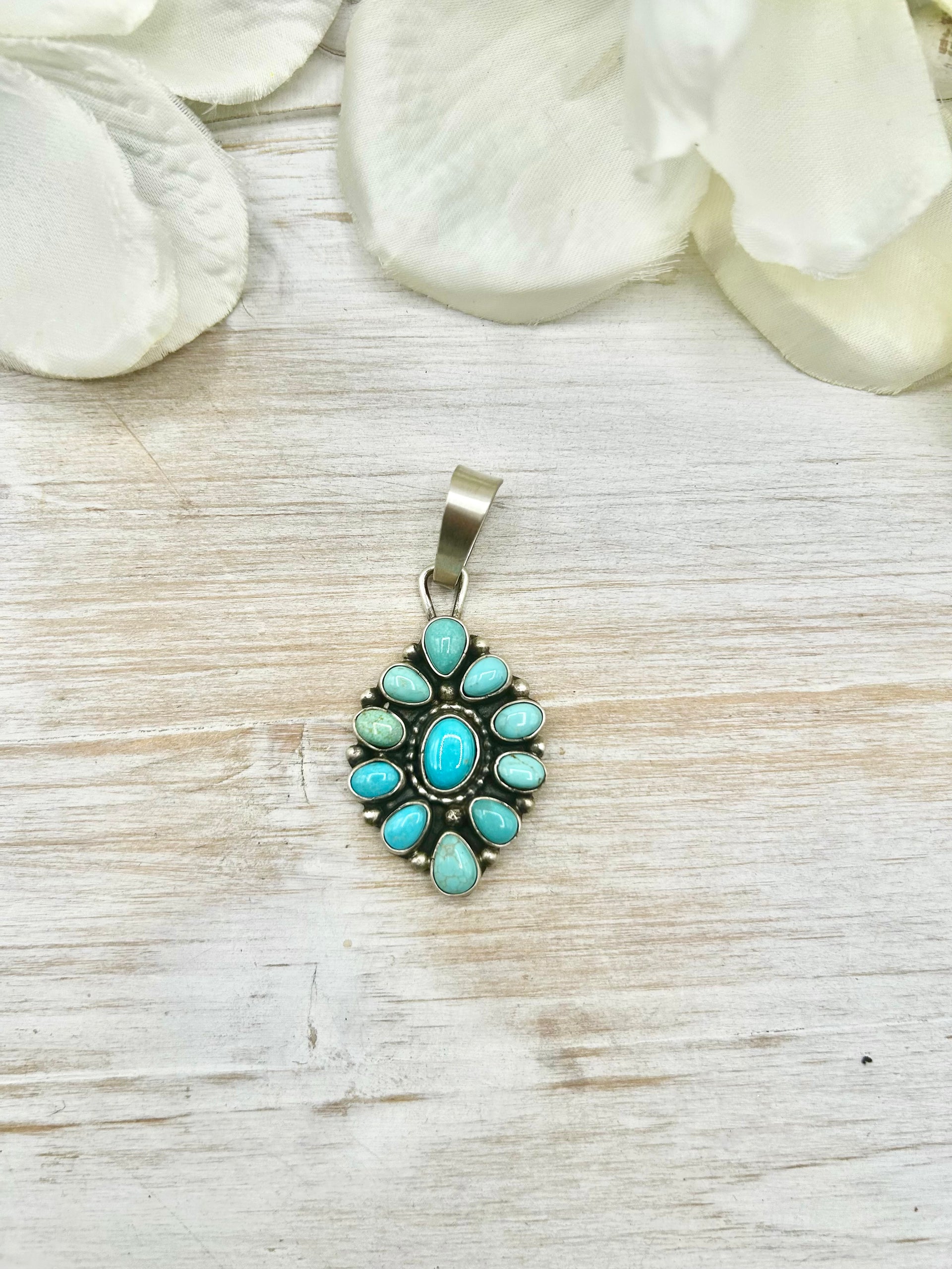 Sheila Becenti Kingman Turquoise & Sterling Silver Pendant