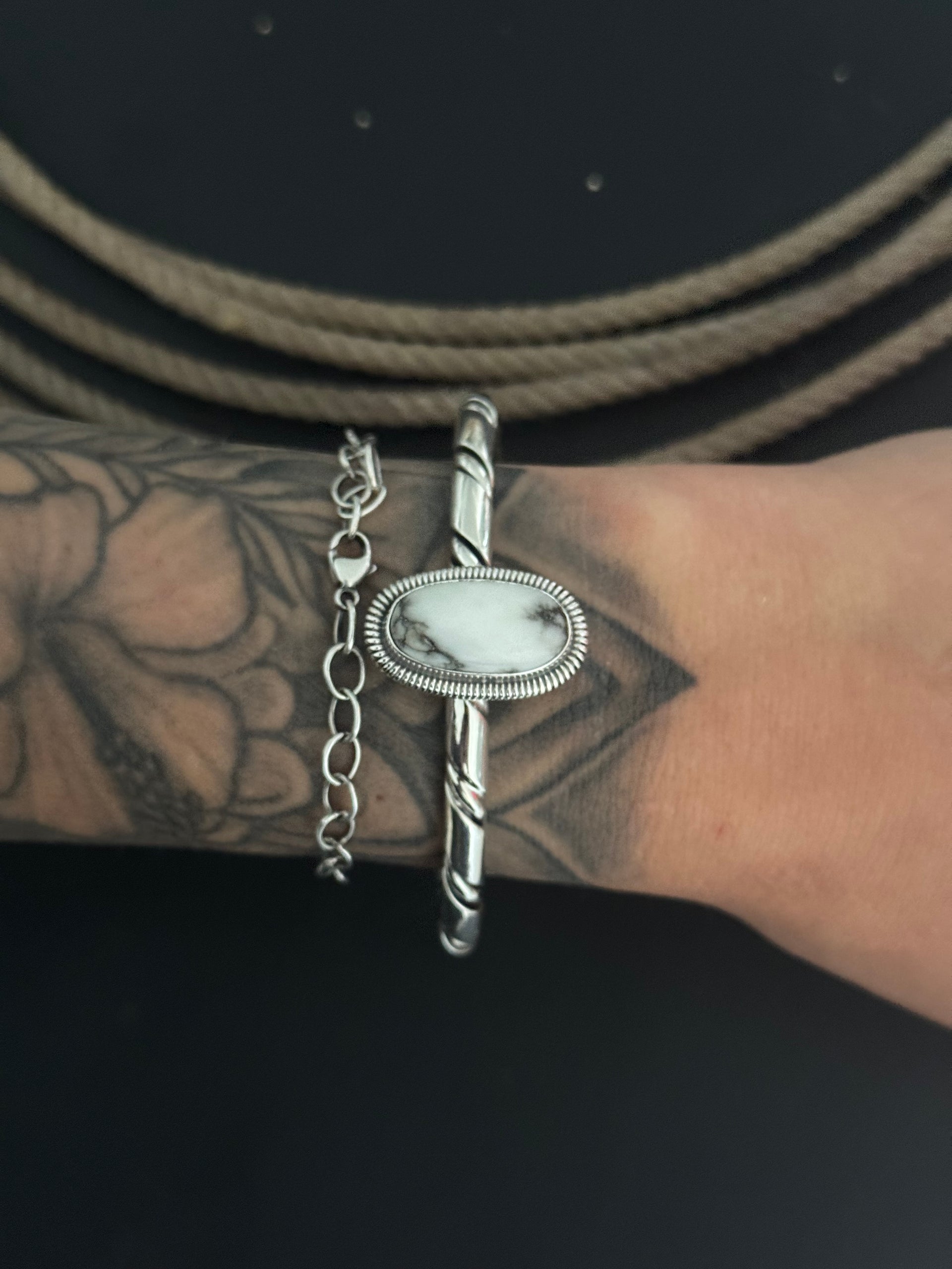 Wydell Billie White Buffalo & Sterling Silver Cuff Bracelet