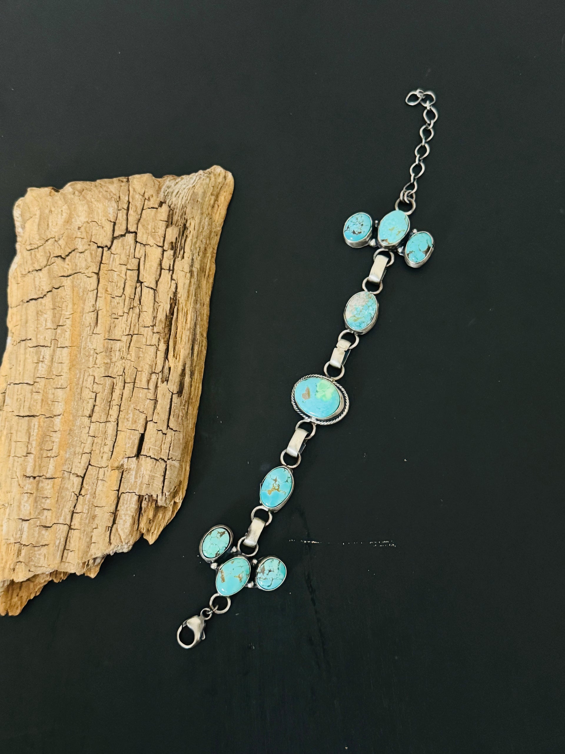 Ella Peters Mixed Turquoise & Sterling Silver Link Bracelet