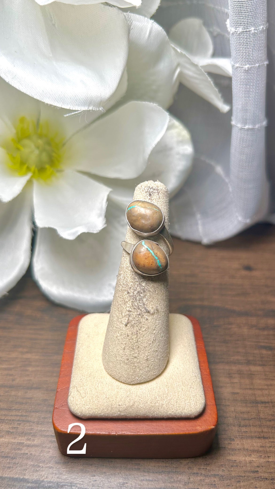 Navajo Made Boulder Turquoise & Sterling Silver Adjustable Ring