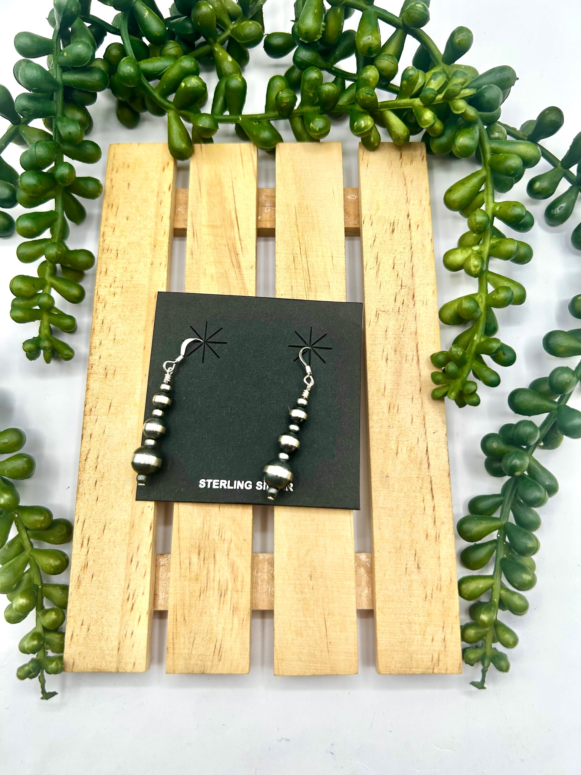 Navajo Made Strung Sterling Silver Hook Earrings