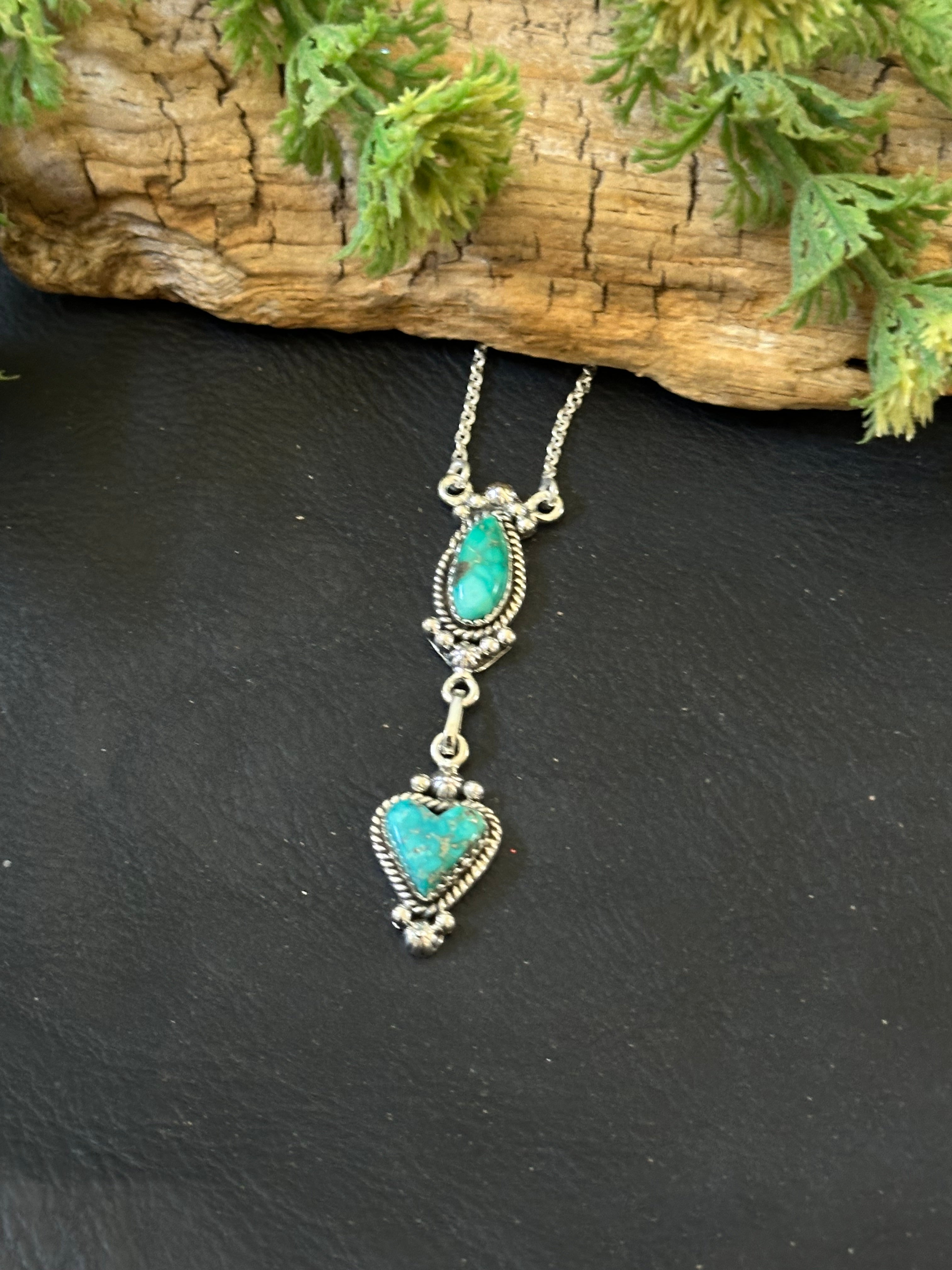 Southwest Handmade Emerald Valley Turquoise & Sterling Silver Necklace