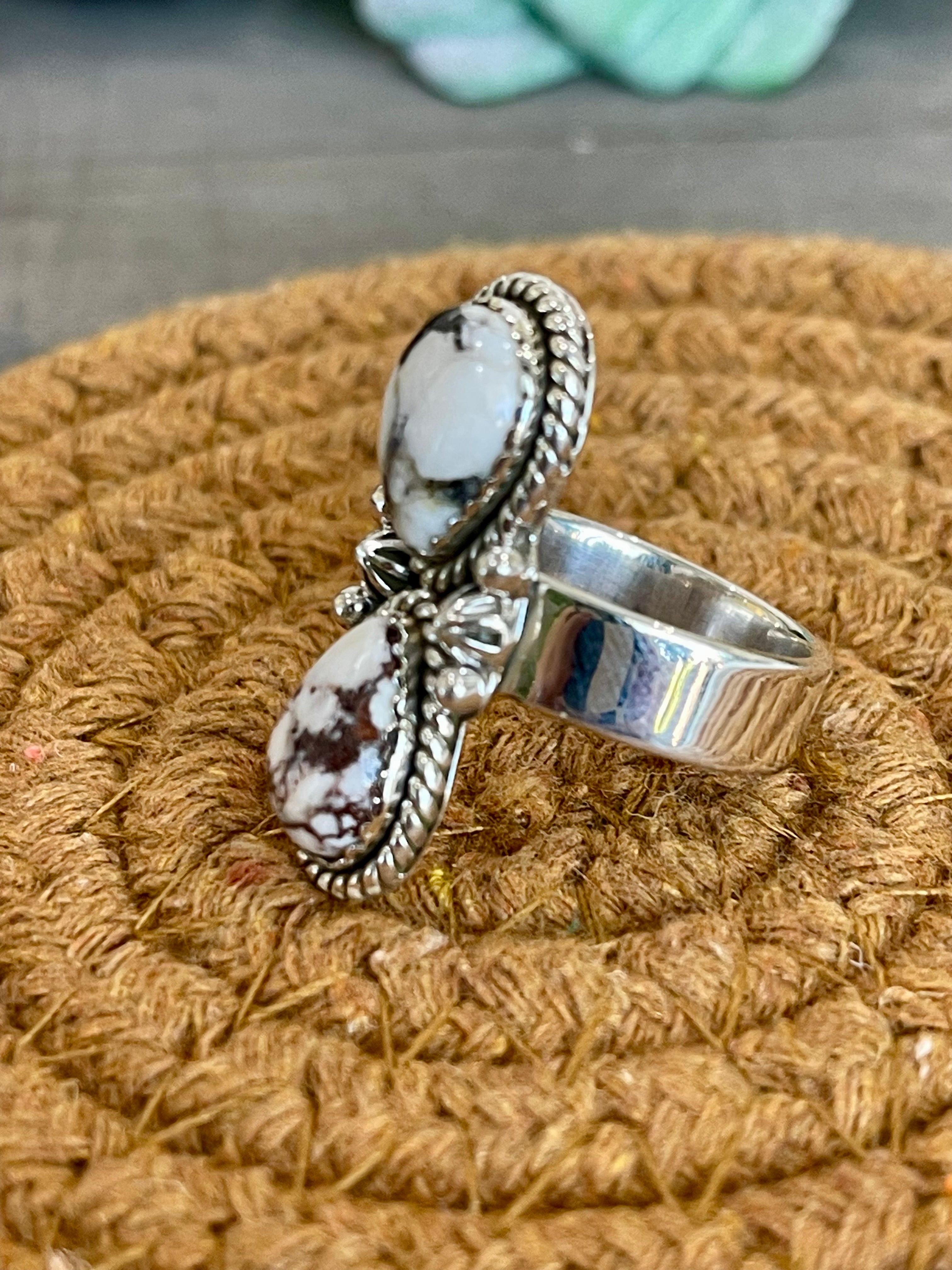 Southwest Handmade Multi Stone & Sterling Silver Adjustable Ring