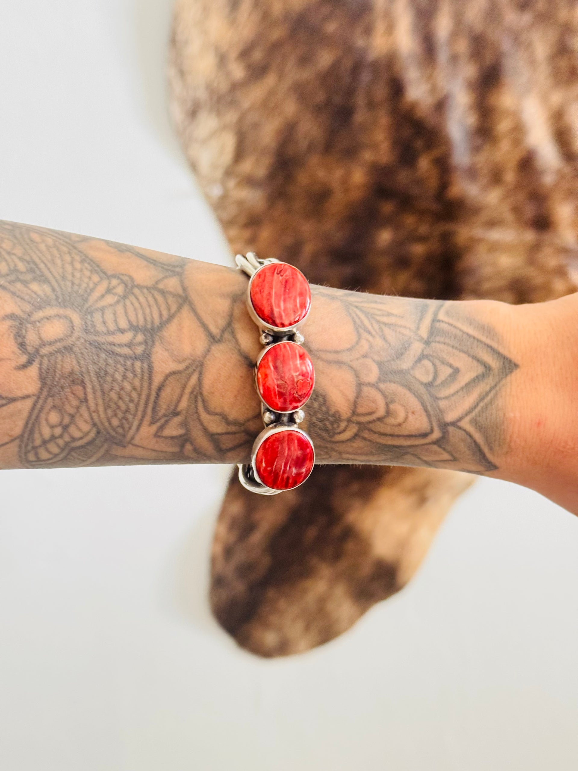 Virginia Sandoval Spiny Oyster & Sterling Silver Cuff Bracelet