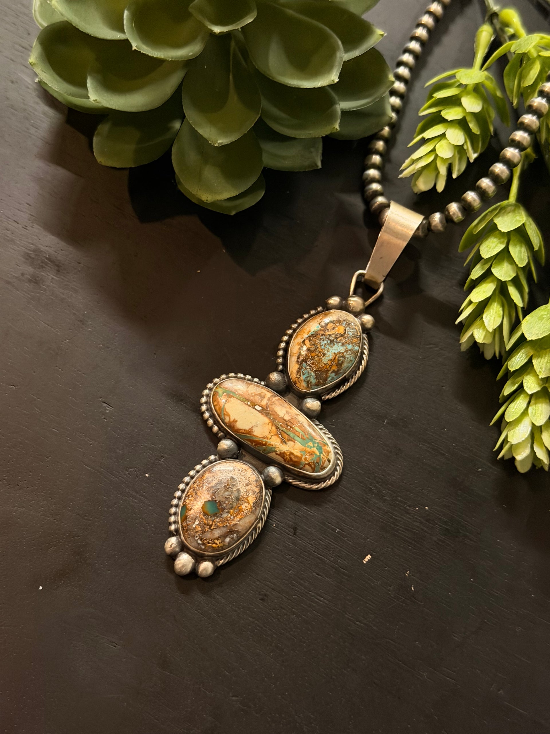 Travis Jim Royston Turquoise & Sterling Silver Cluster Pendant