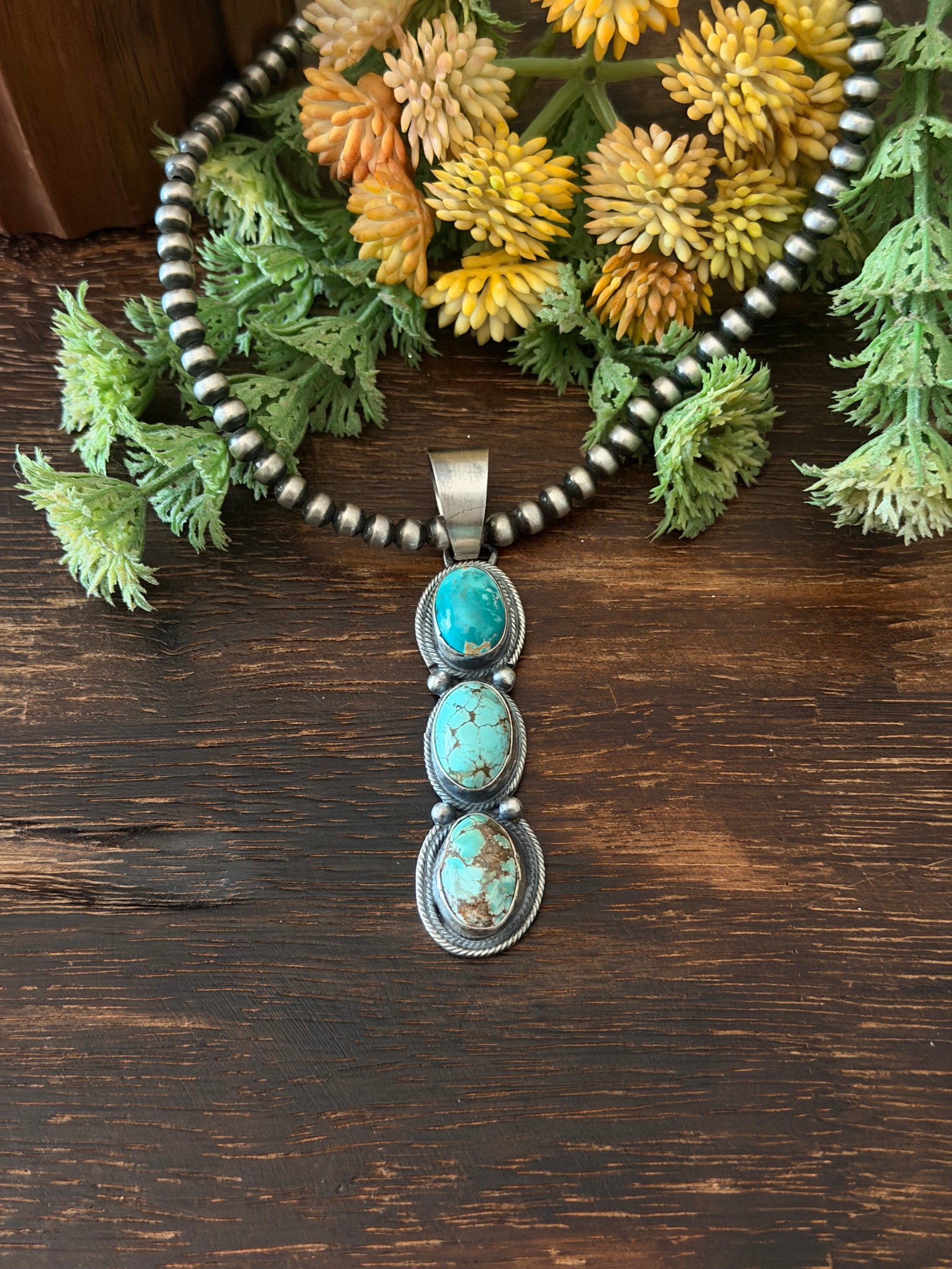Bobby Johnson Mixed Turquoise & Sterling Silver Pendant