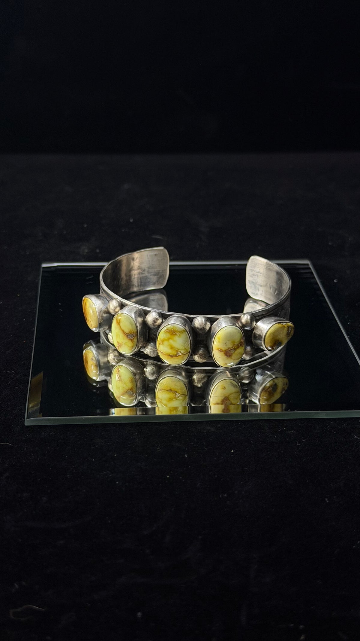 Tillie John Palomino Variscite and Sterling Silver Cluster Cuff Bracelet