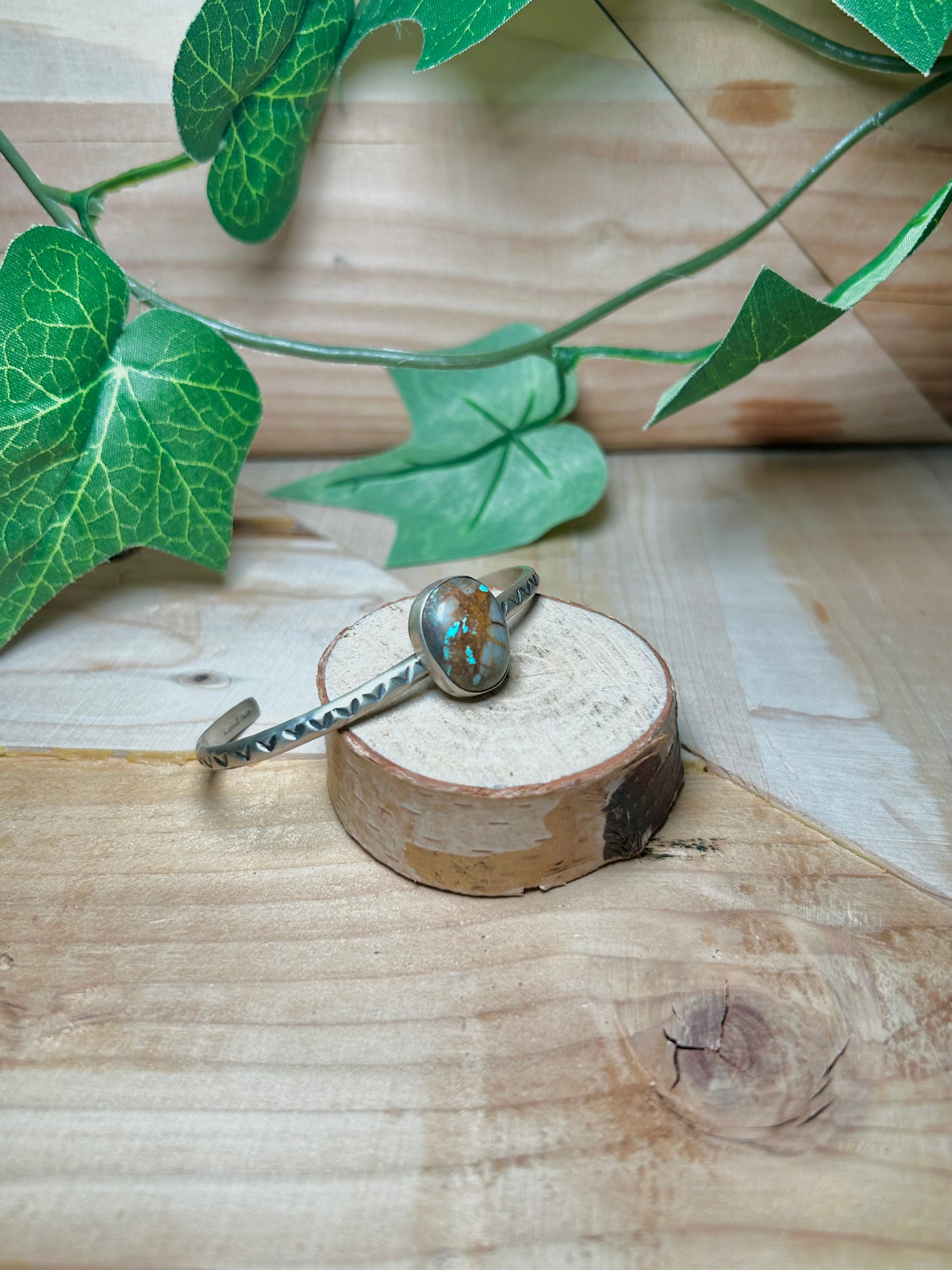 Navajo Made Boulder Turquoise & Sterling Silver Cuff Bracelet