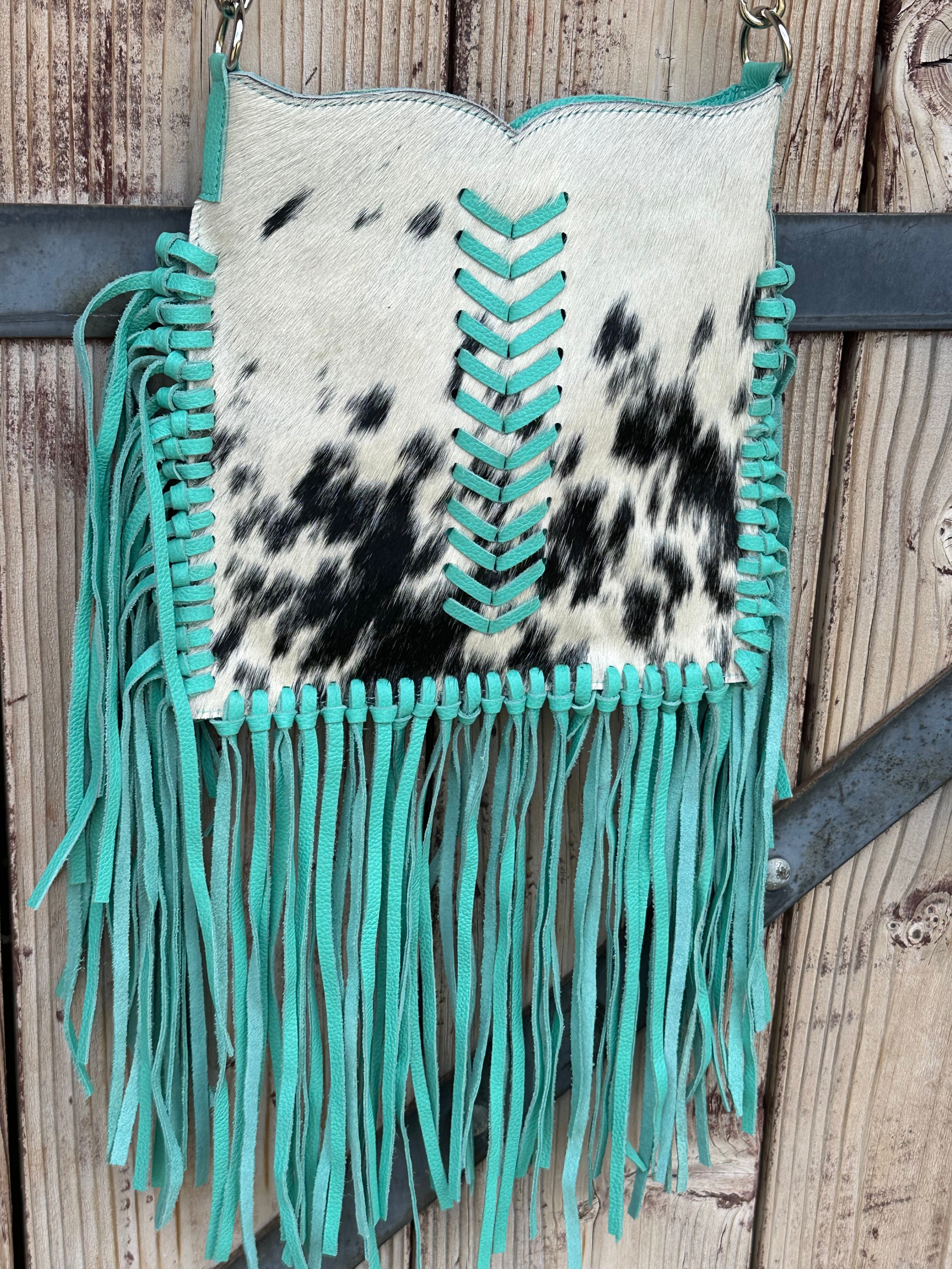 Genuine Leather & Cowhide Fringe Purse