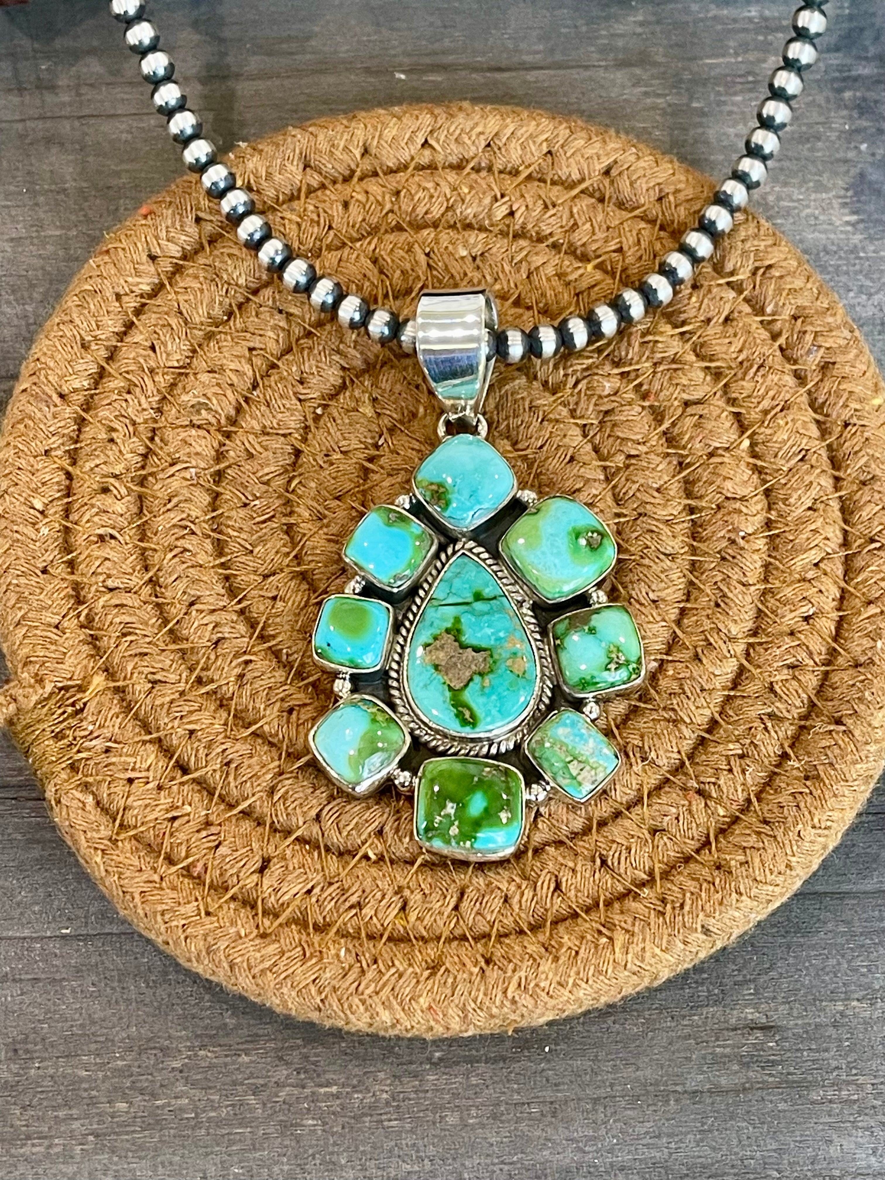 Southwest Handmade Sonoran Mountain Turquoise & Sterling Silver Pendant