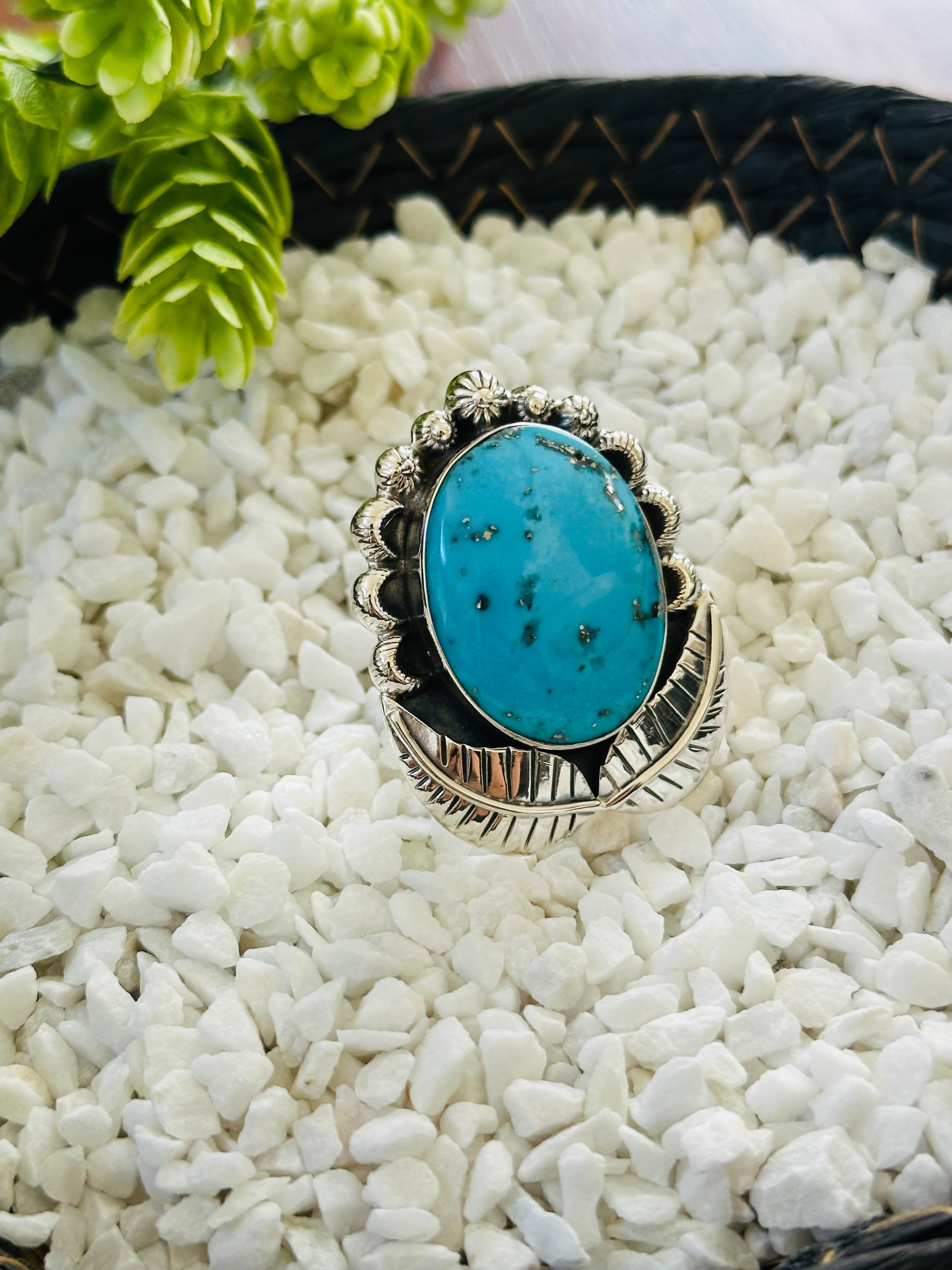 TTD “Retro” Kingman Turquoise & Sterling Silver Adjustable Ring