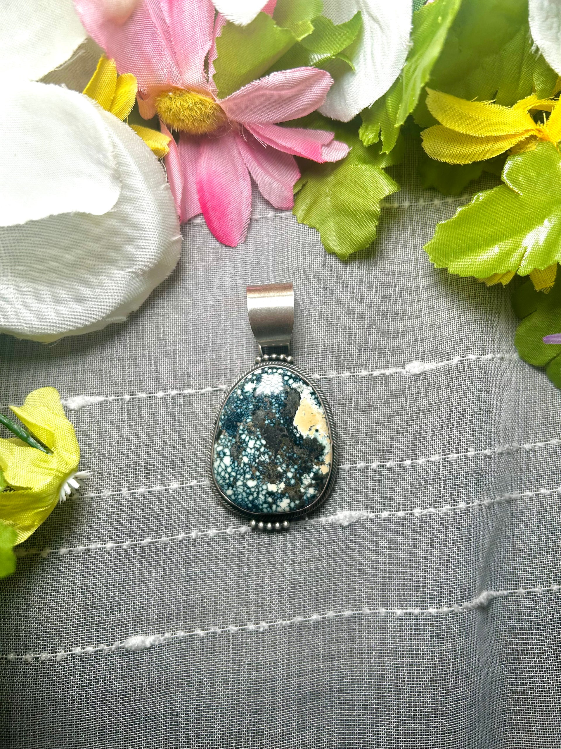 Navajo Made New lander Variscite & Sterling Silver Pendant
