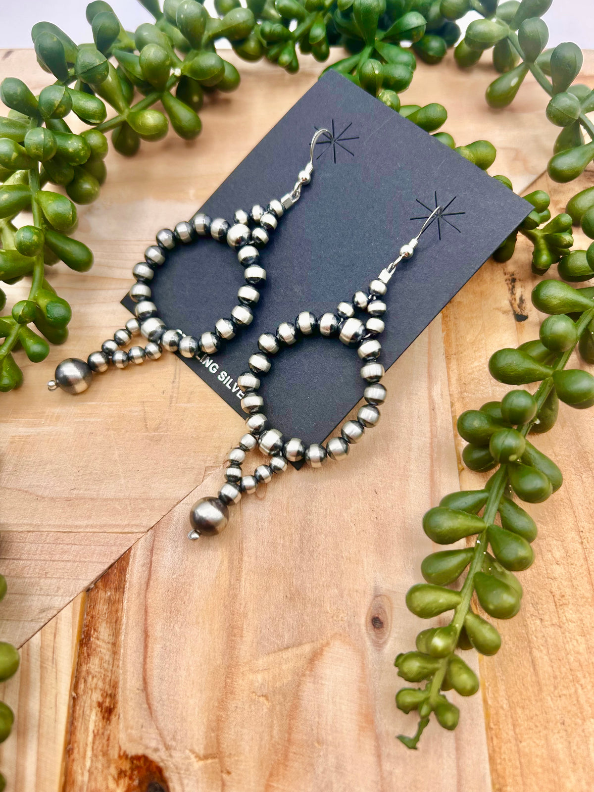 Navajo Made Strung Sterling Silver Hook Earrings