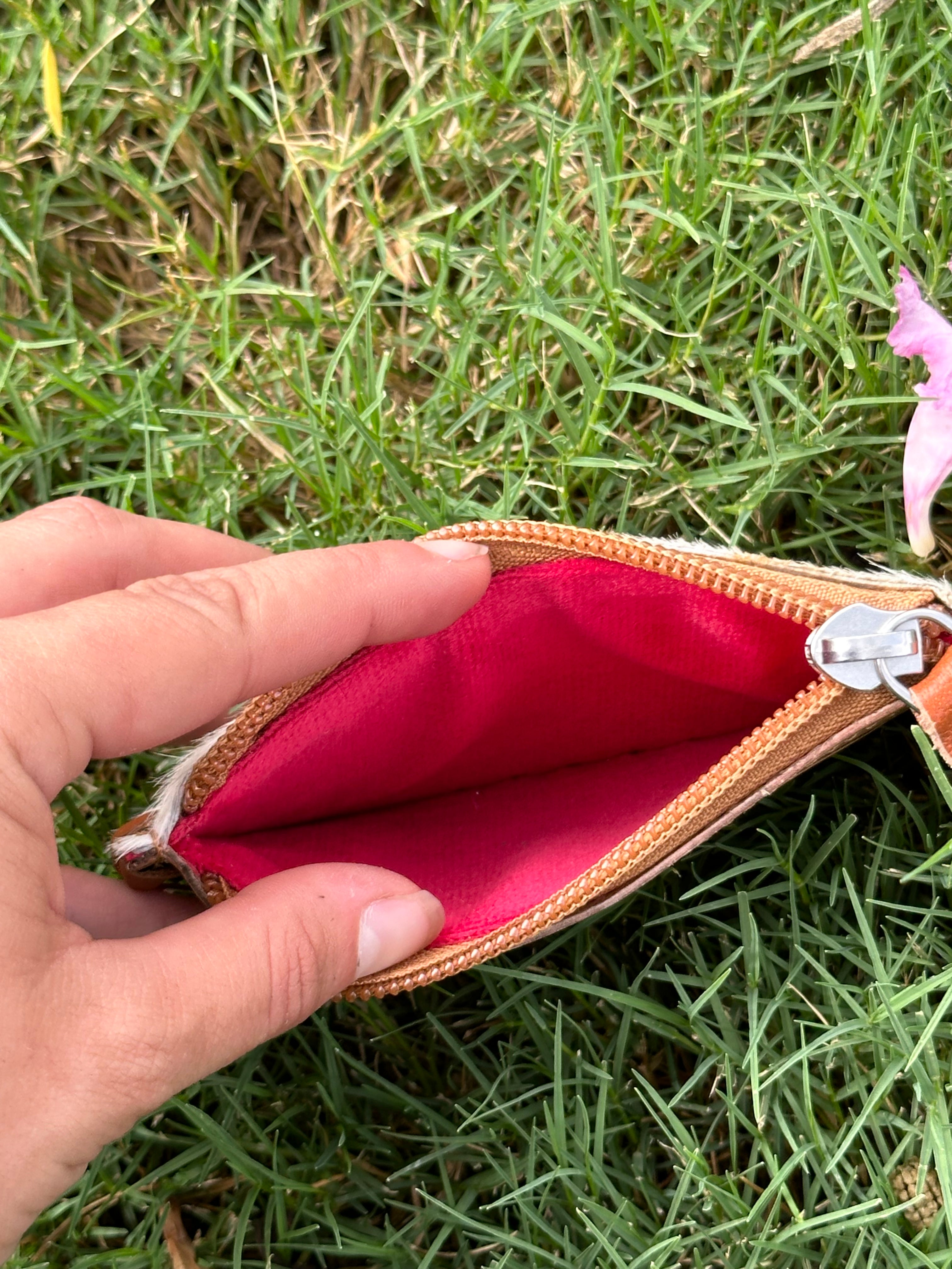 Genuine Tooled Leather Cowhide Coin Bag