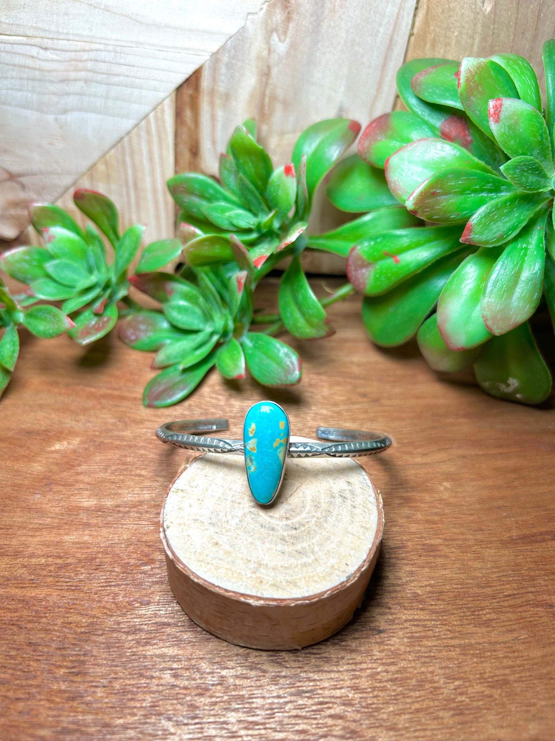 Navajo Made Royston Turquoise & Sterling Silver Cuff Bracelet