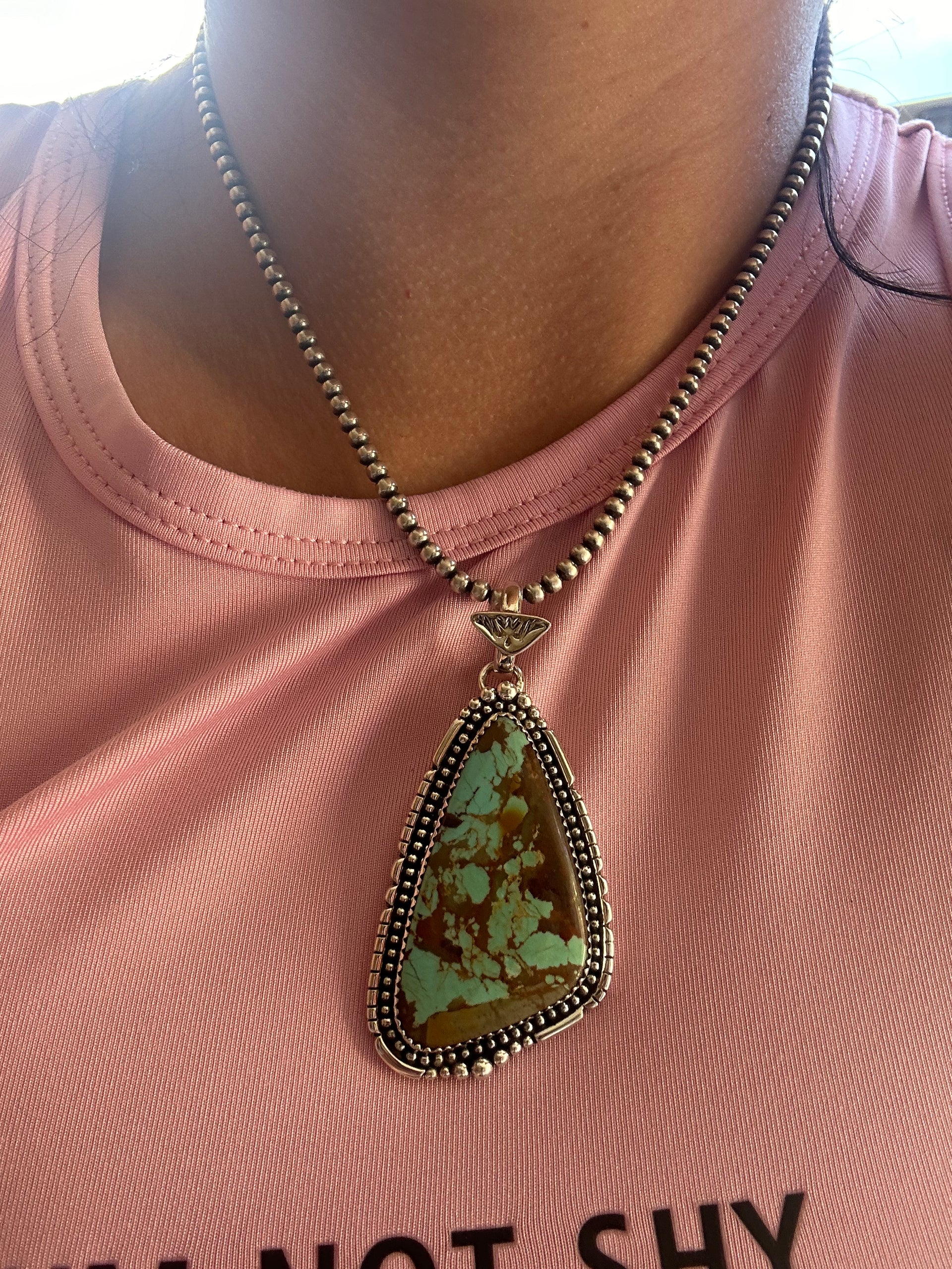 Southwest Handmade #8 Turquoise & Sterling Silver Pendant