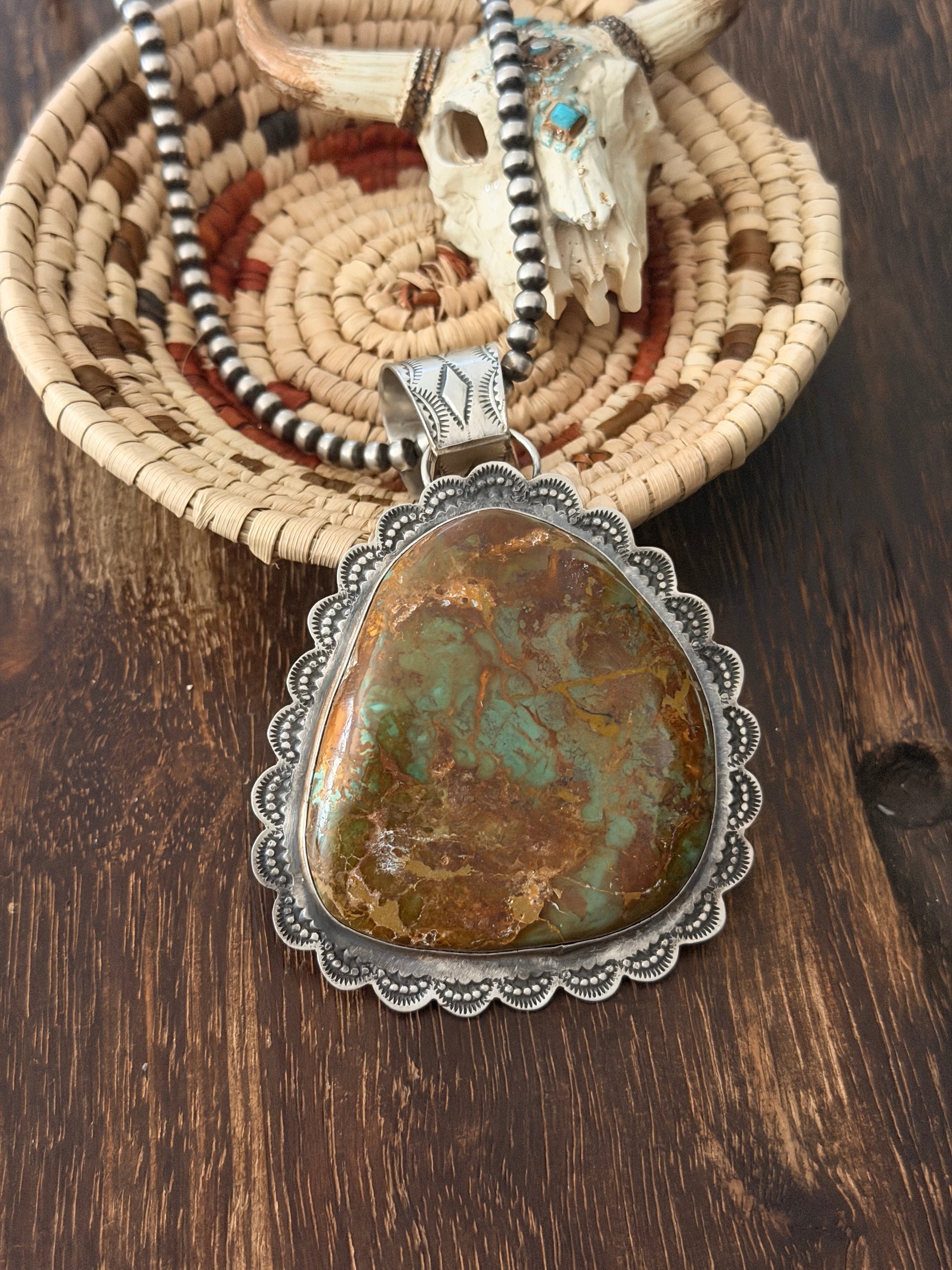 Rick Enrique Royston Turquoise & Sterling Silver Jumbo Pendant