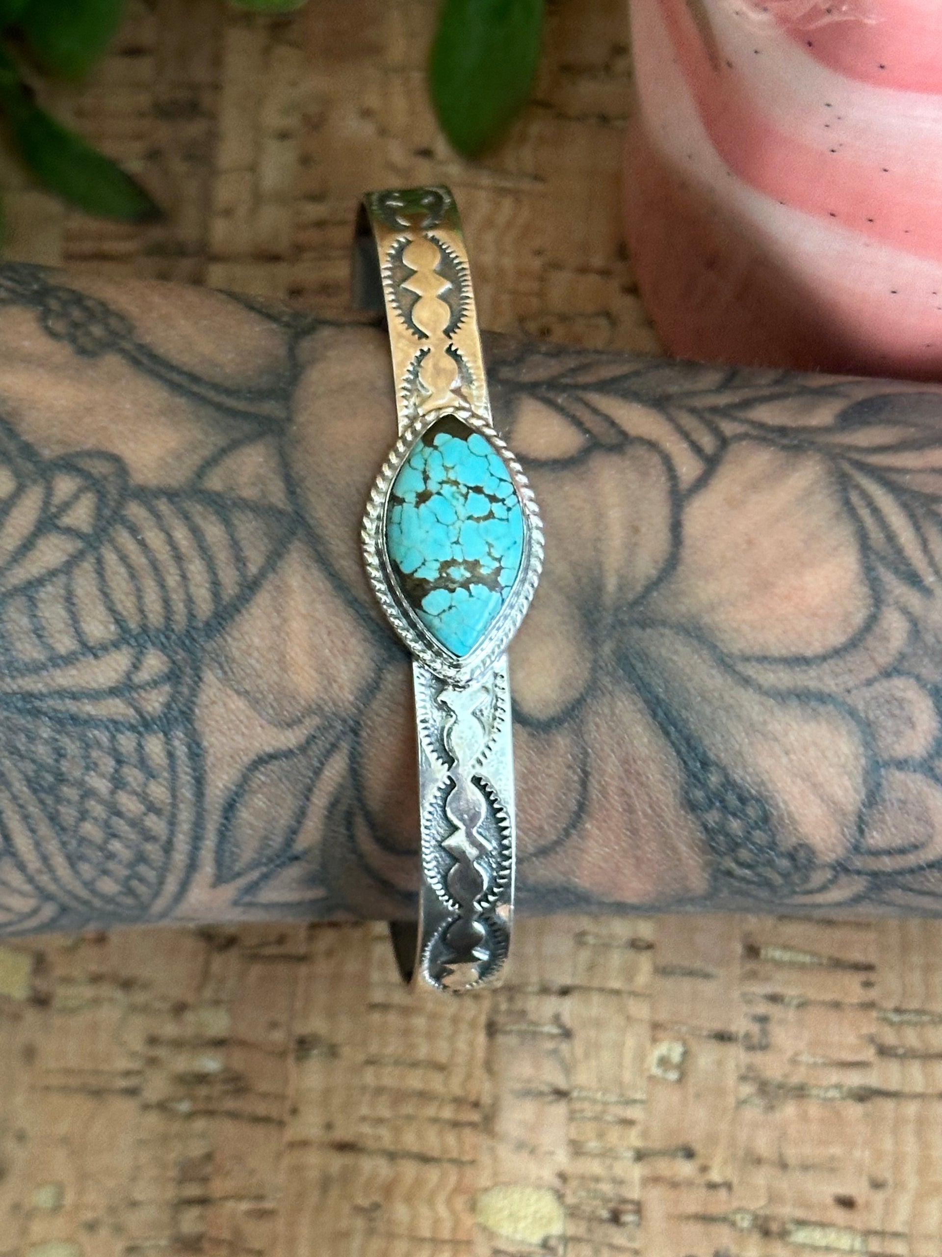 Southwest Made #8 Turquoise & Sterling Silver Cuff Bracelet