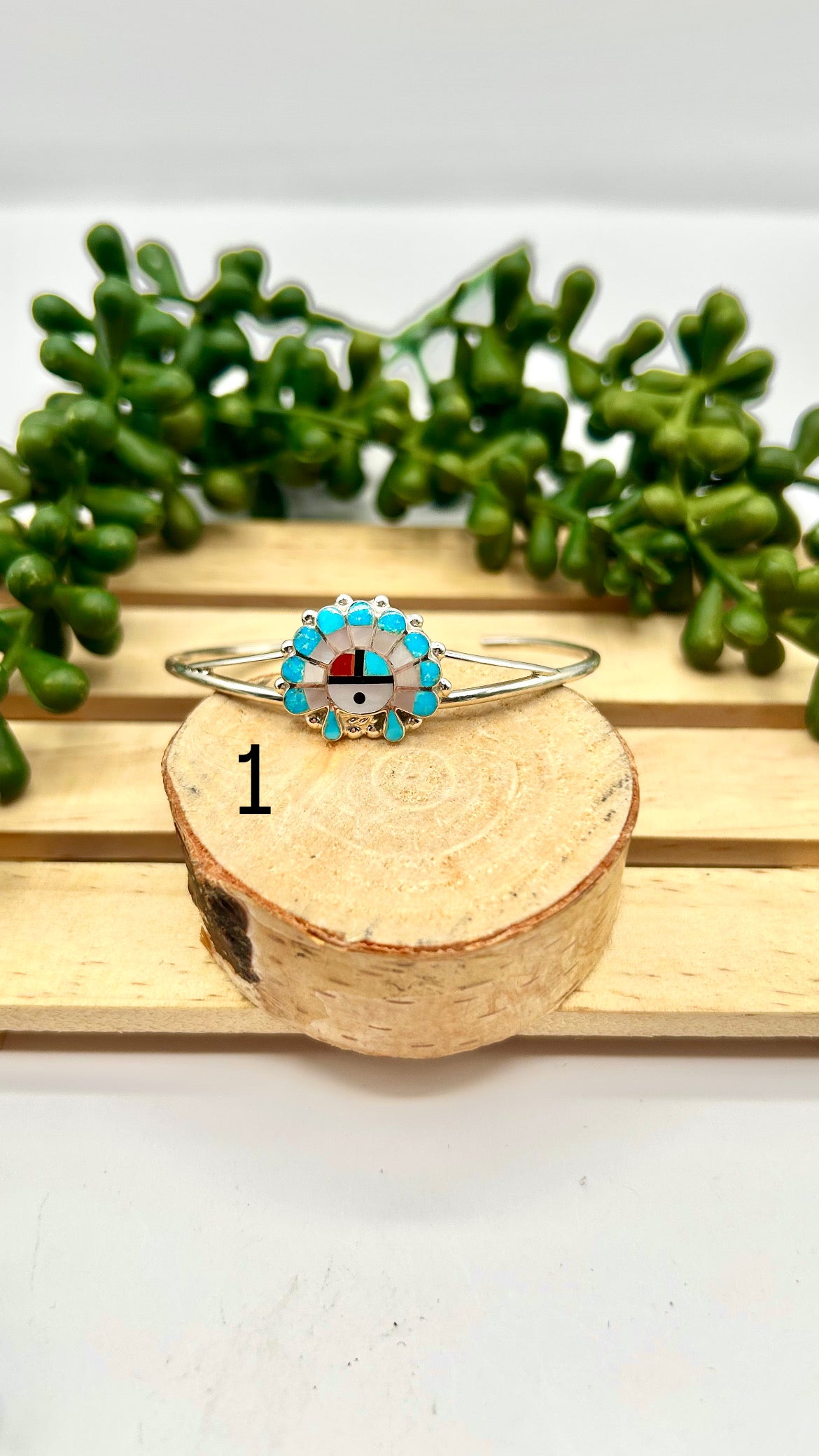 Zuni Made Multi Stone & Sterling Silver Cuff Bracelet