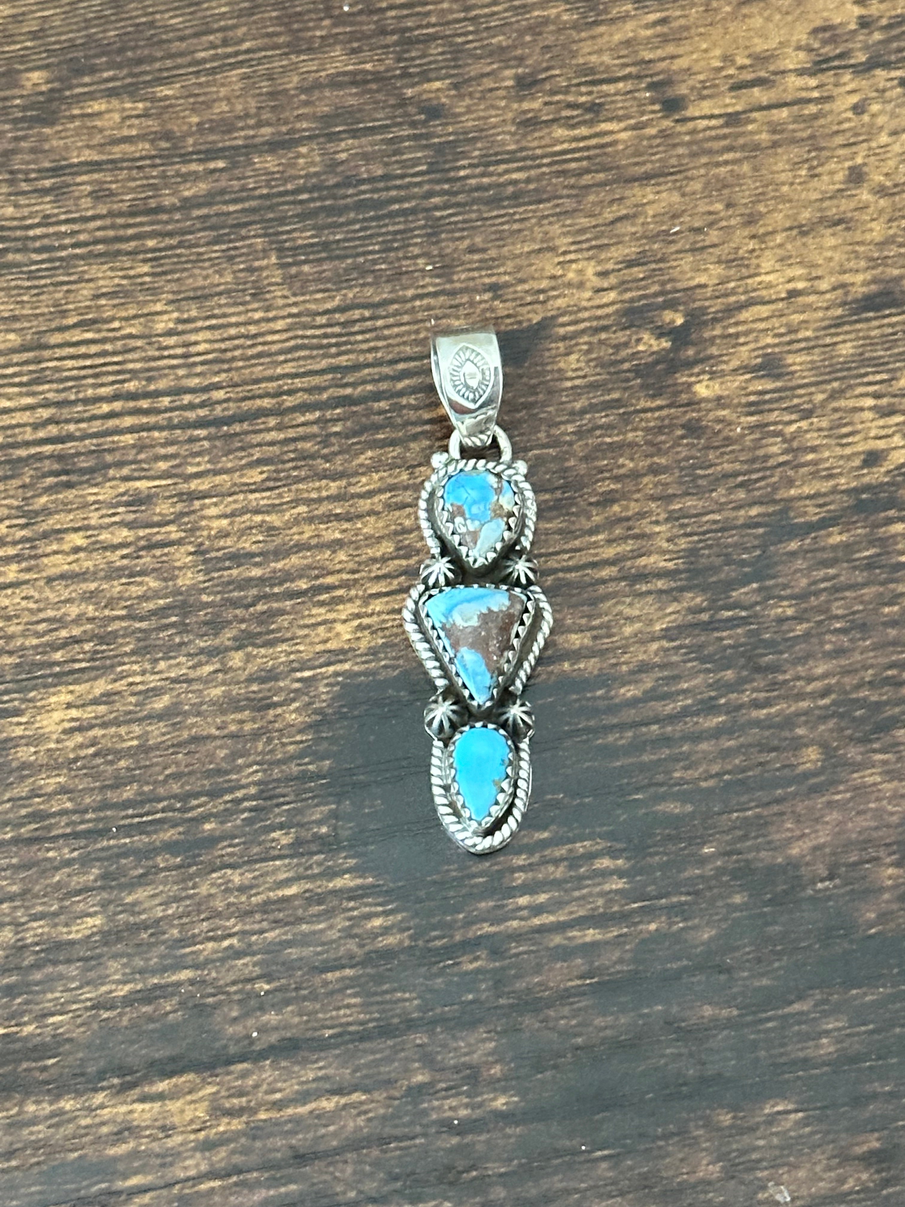 Southwest Handmade Golden Hills Turquoise & Sterling Silver Pendant