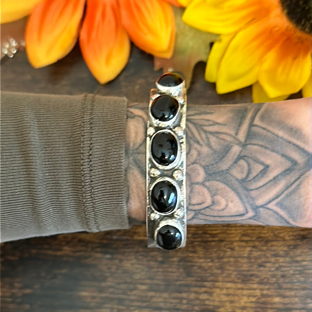 Jude Candalaria Onyx & Sterling Silver Cuff Bracelet