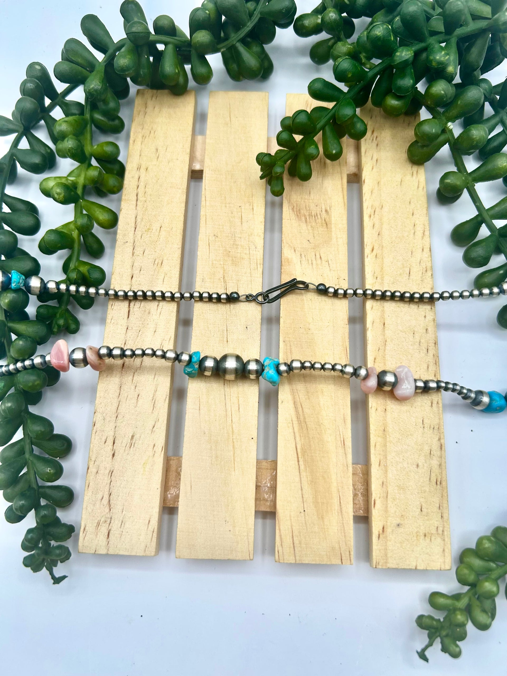 Navajo Made Strung Multi Stone & Sterling Silver Necklace