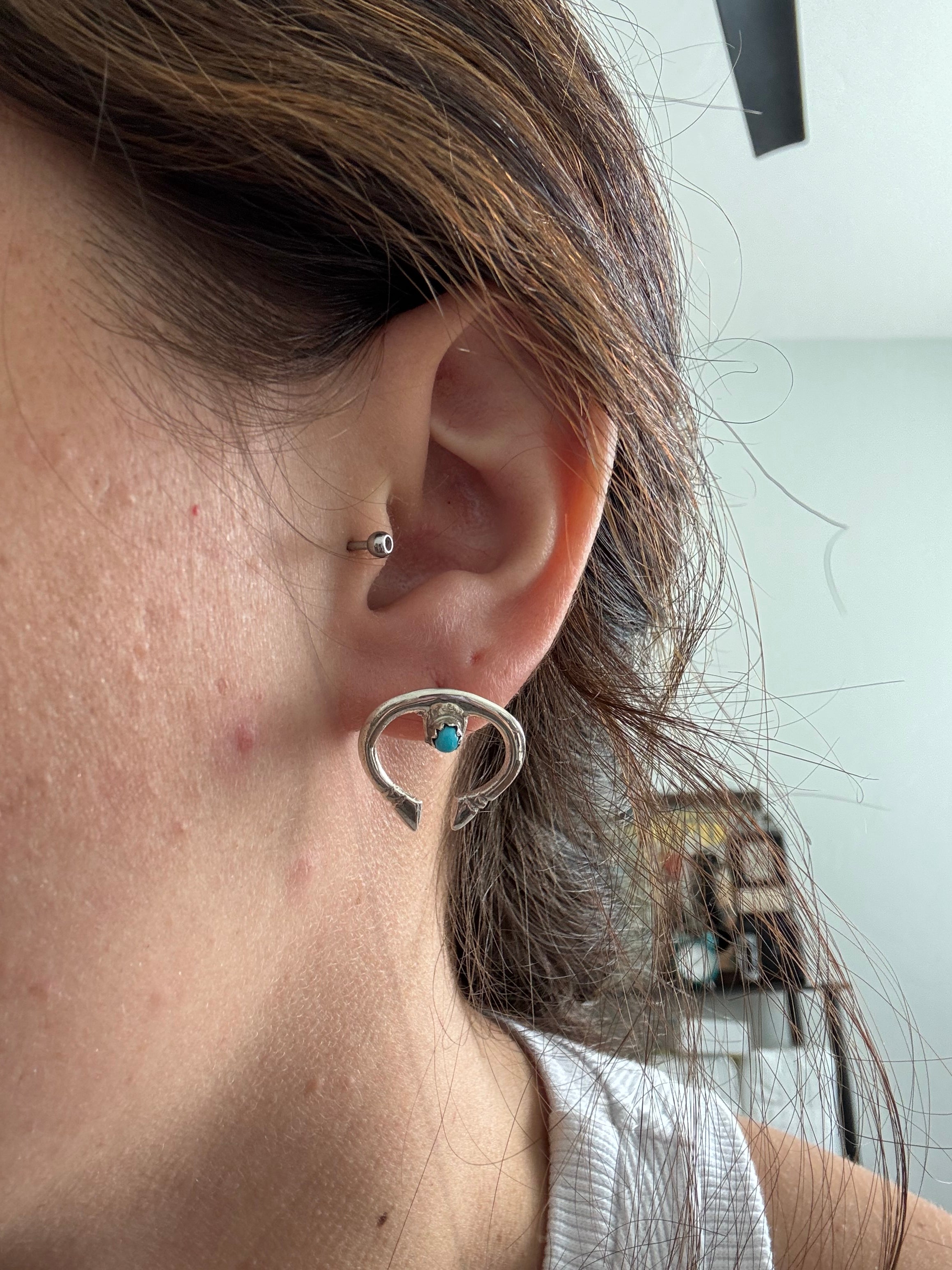 Navajo Made Turquoise & Sterling Silver Post Earrings