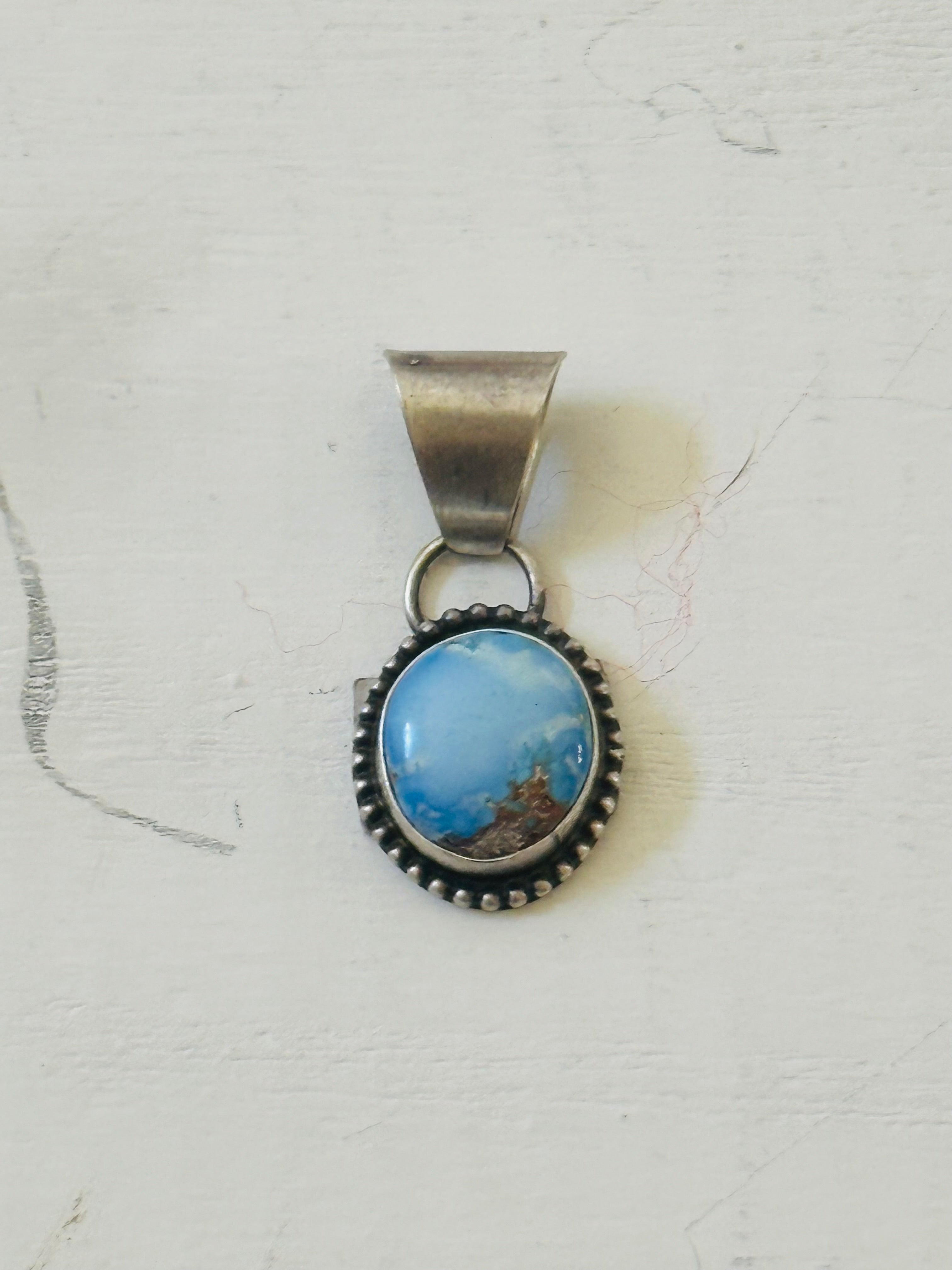 Navajo Made Golden Hills Turquoise & Sterling Silver Pendant