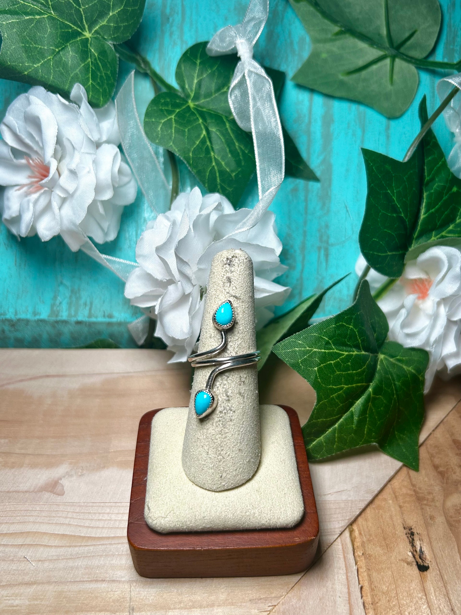 Navajo Made Sleeping Beauty Turquoise & Sterling Silver Ring